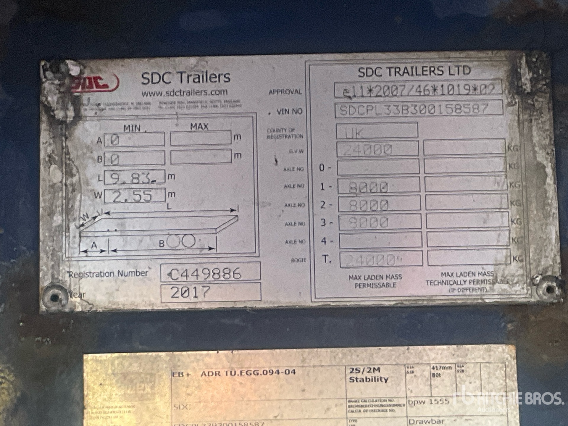 2017 SDC 24 TON 8 M TRI/A DRAWBAR