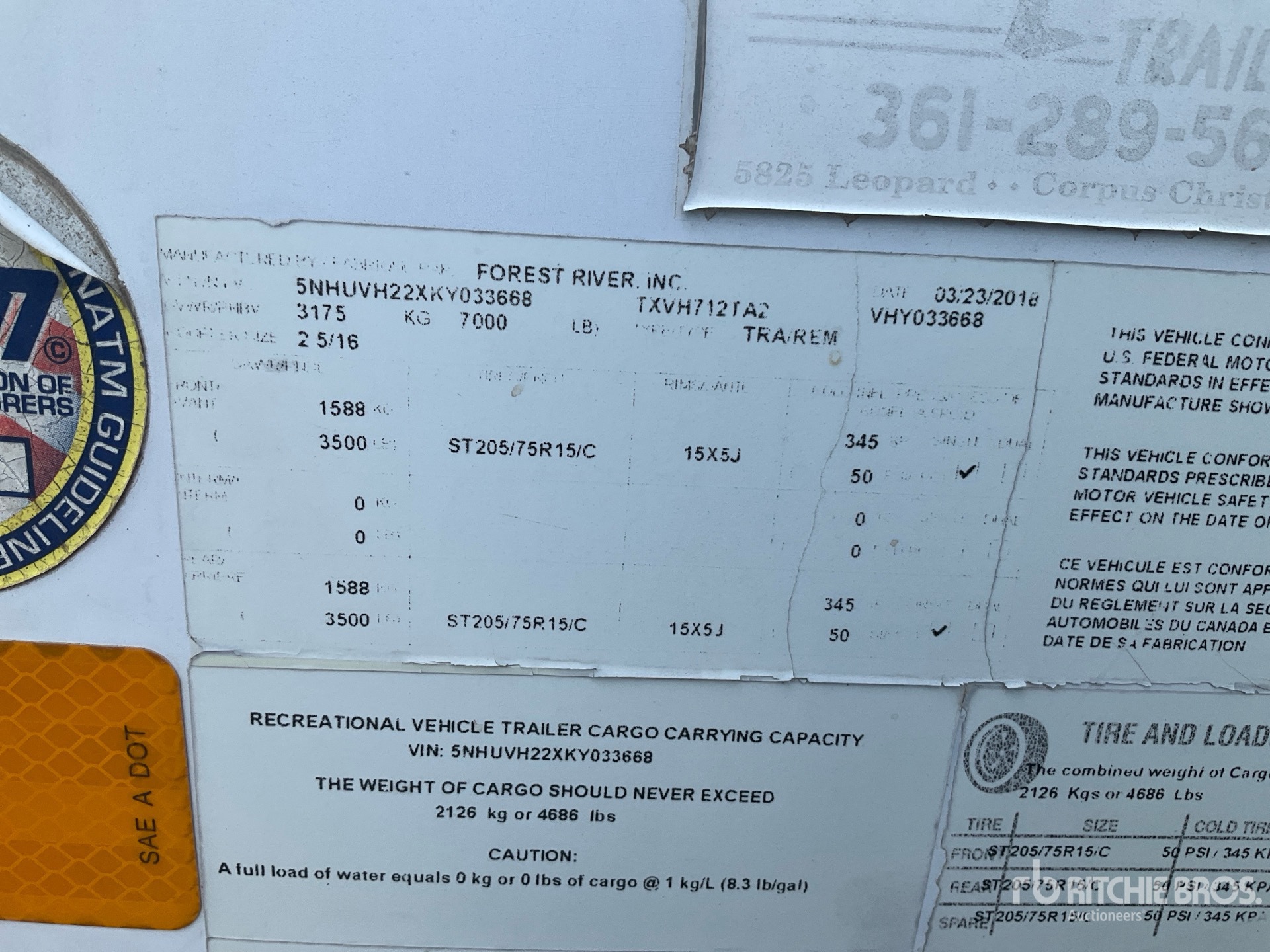 2019 Forest River TXVH712TA2