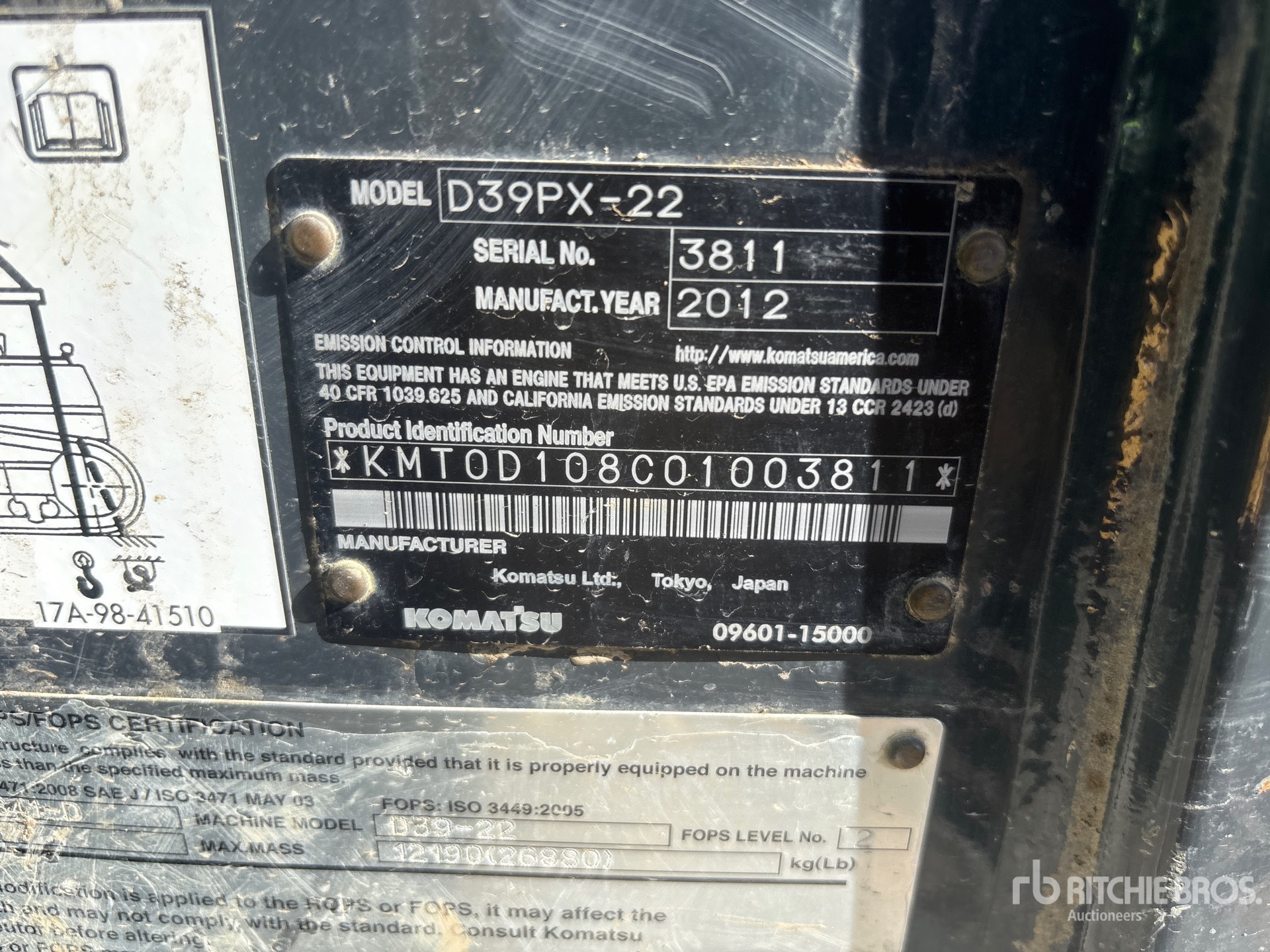 2012 Komatsu D39PX-22