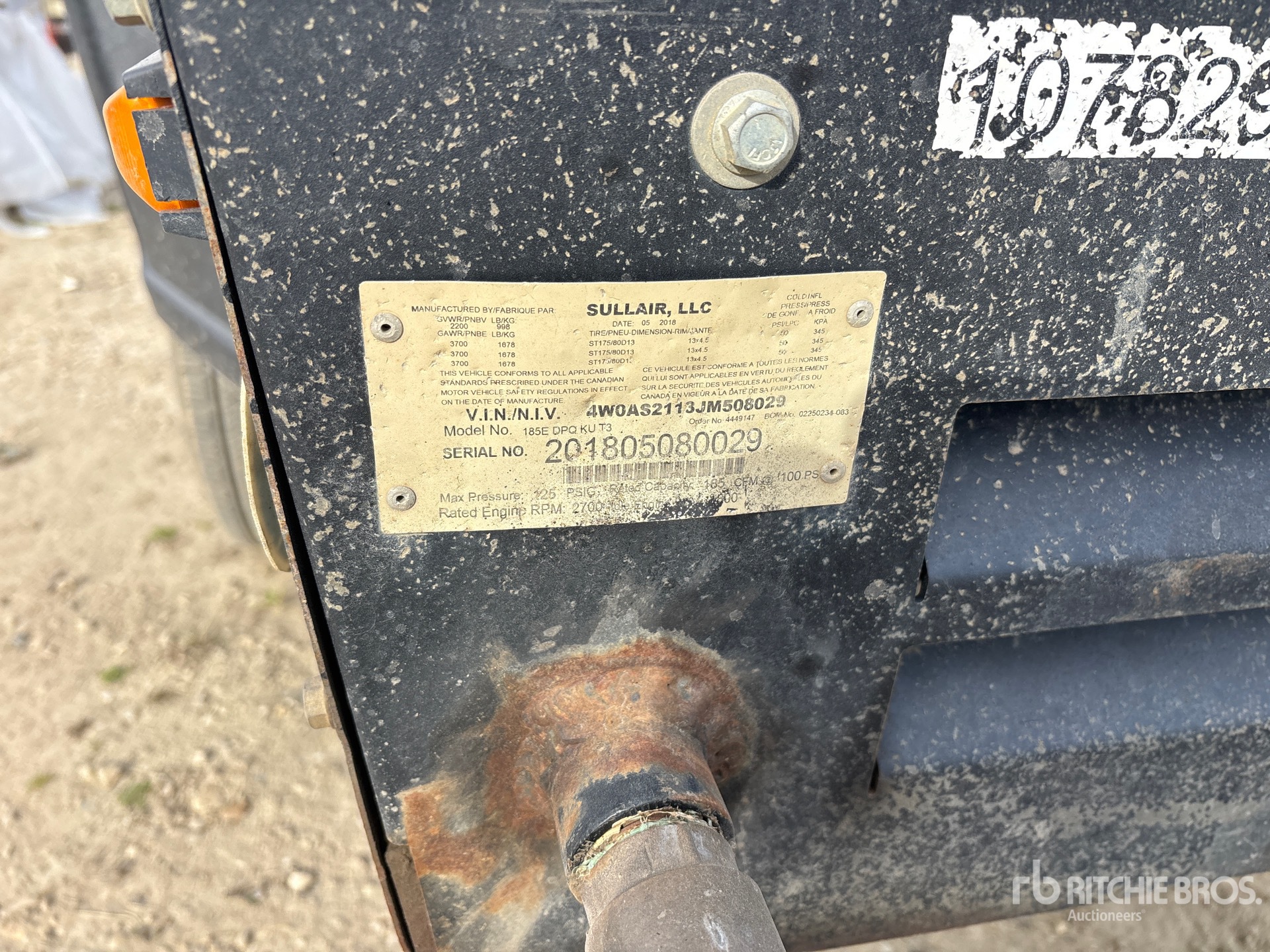 2018 Sullair 185 CFM MOBILE