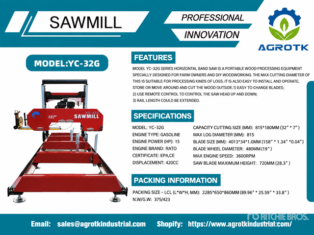 2026 AGT YC32-G Portable Sawmill