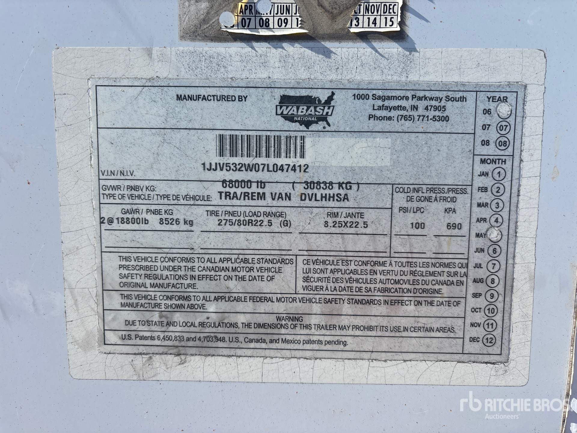 2007 Wabash 53 FT X 102 IN T/A