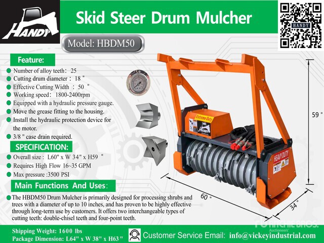 2026 Handy HBDM50 Skid Steer Mulcher
