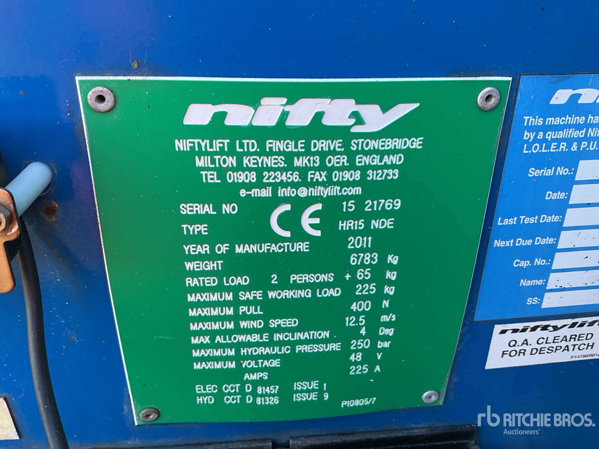 2011 Niftylift HR15 NDE