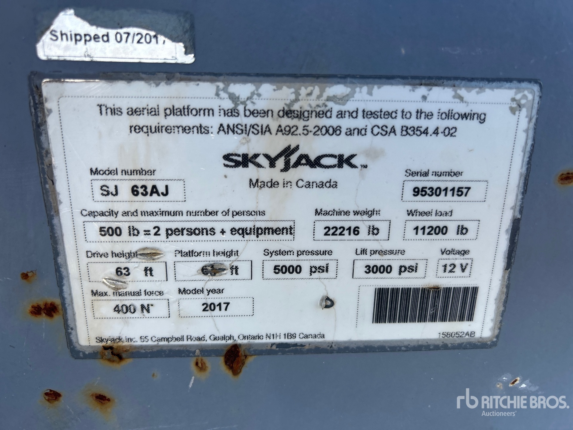 2017 Skyjack SJ63AJ