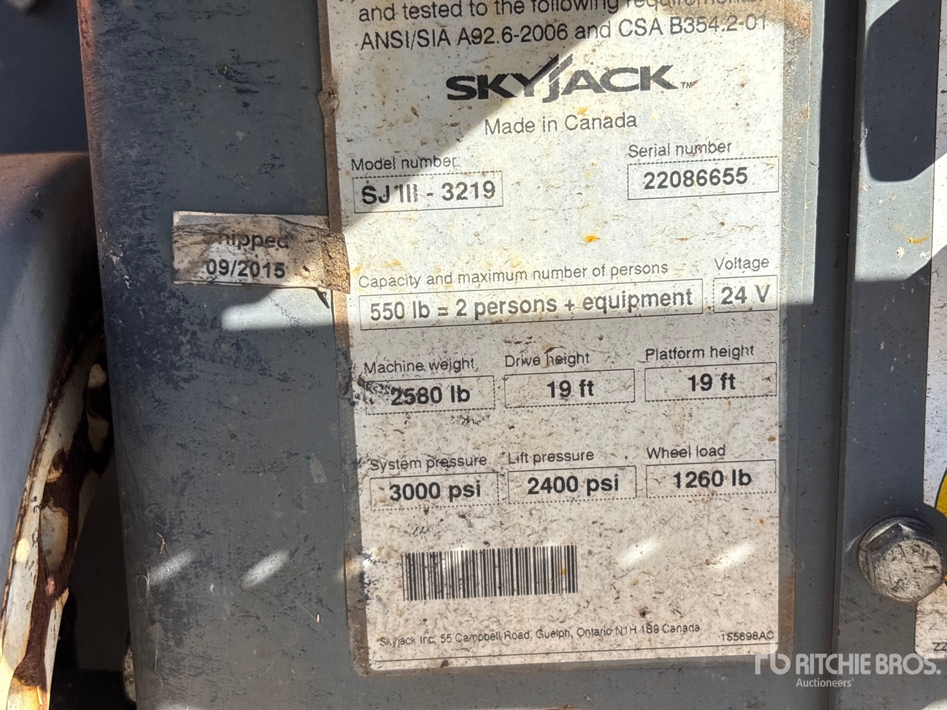 2015 Skyjack SJIII 3219