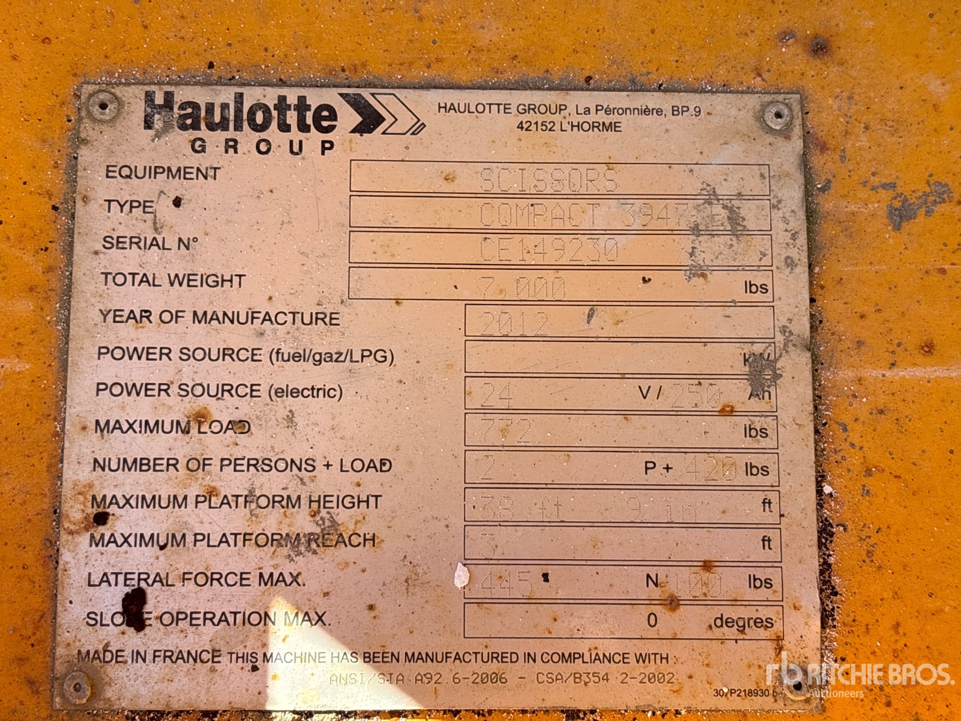 2013 Haulotte 3947E