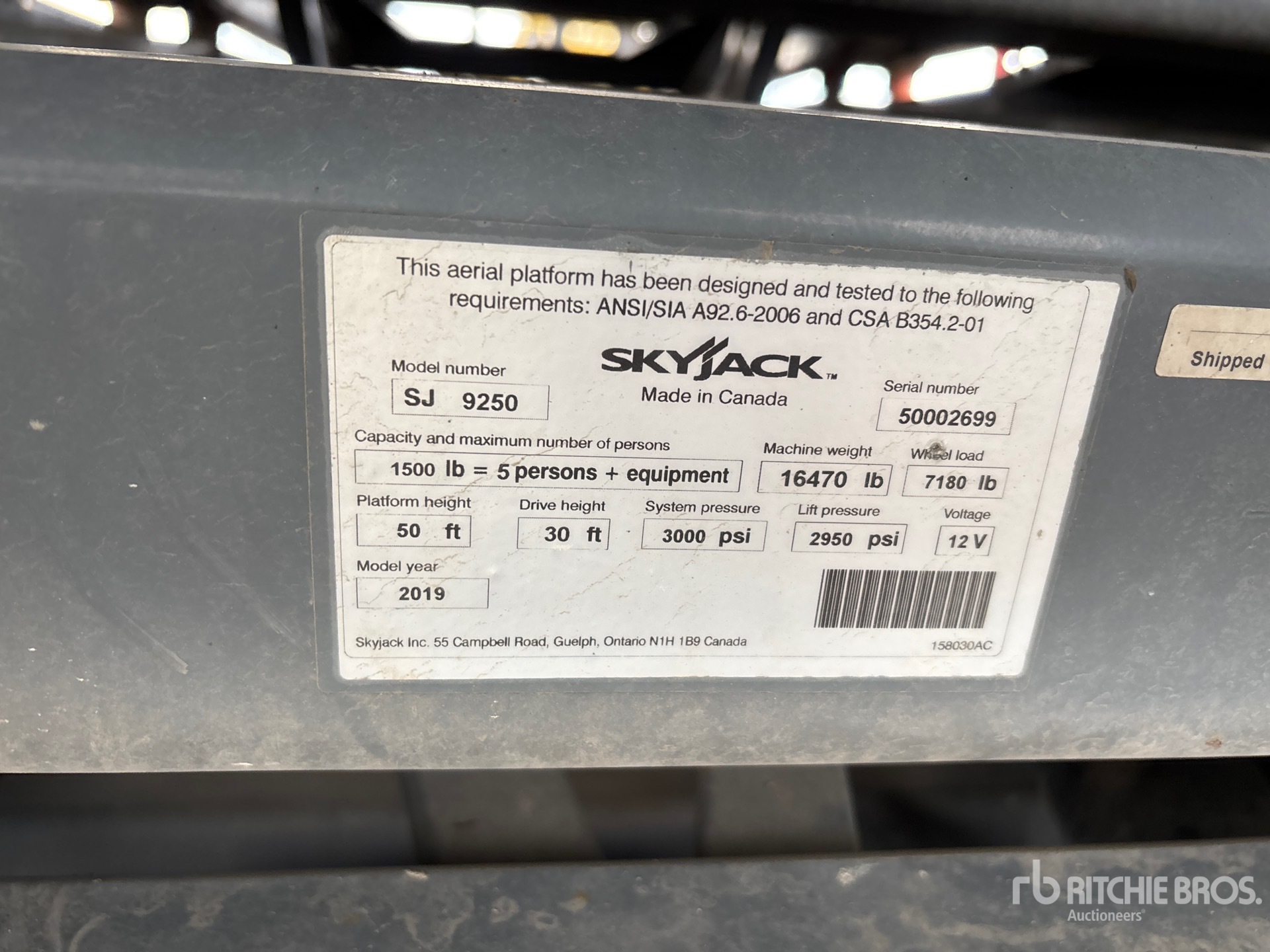 2018 Skyjack SJ9250RT