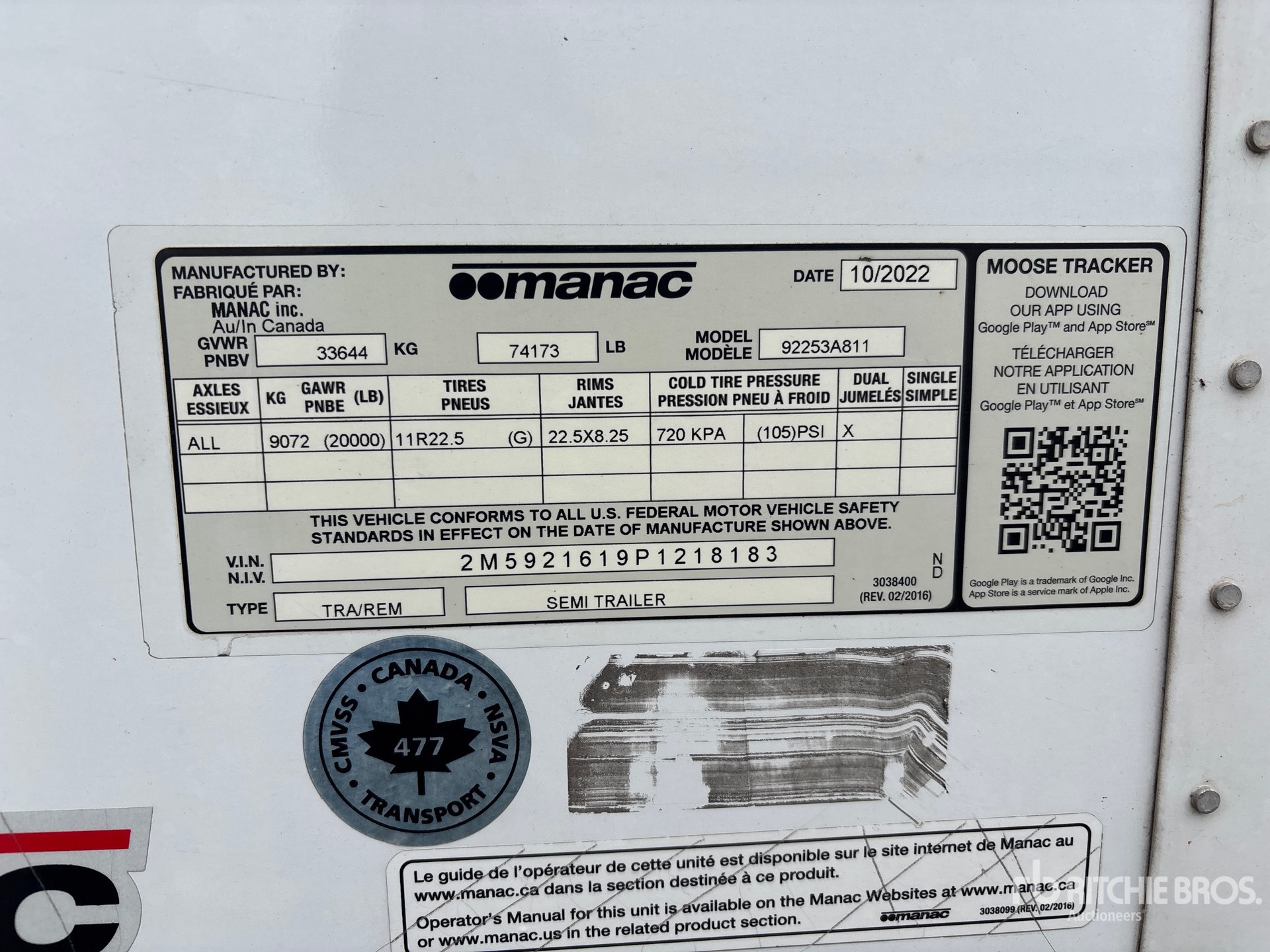 2023 Manac 53 FT X 102 IN T/A