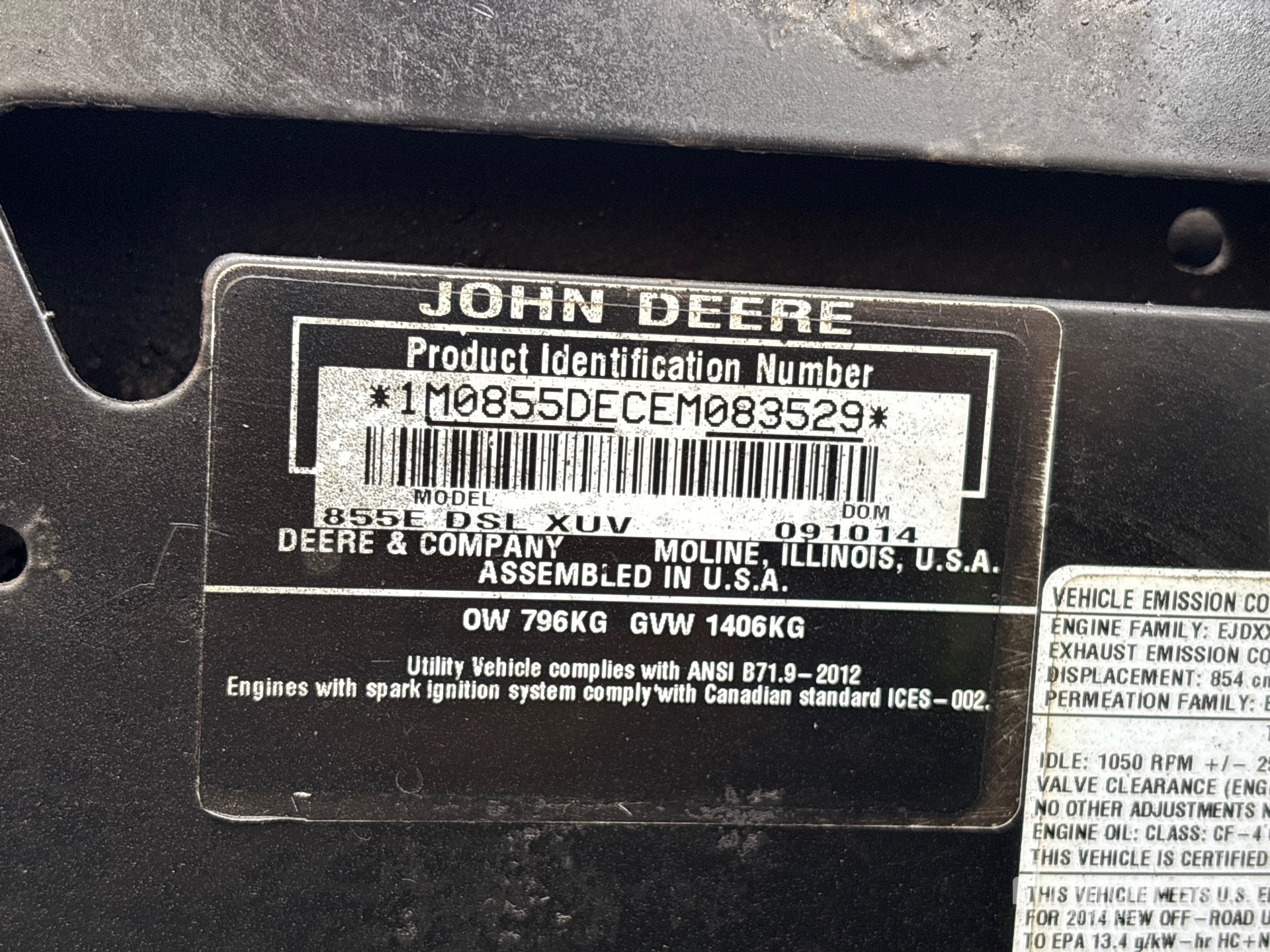 2014 John Deere 855EDSL