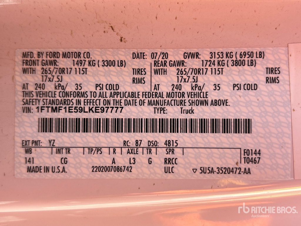 General Appearance with Serial Number / VIN