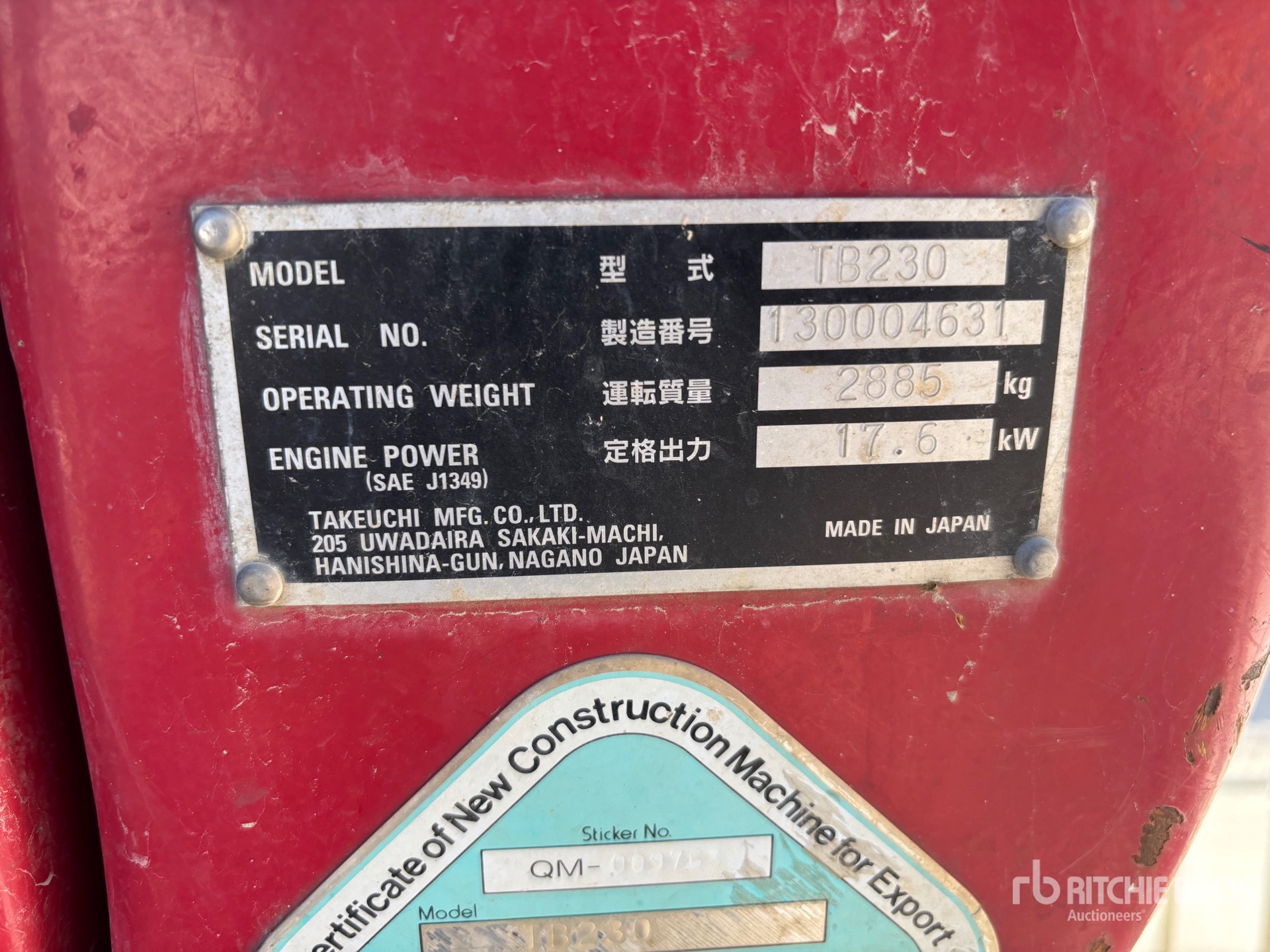 2018 Takeuchi TB230