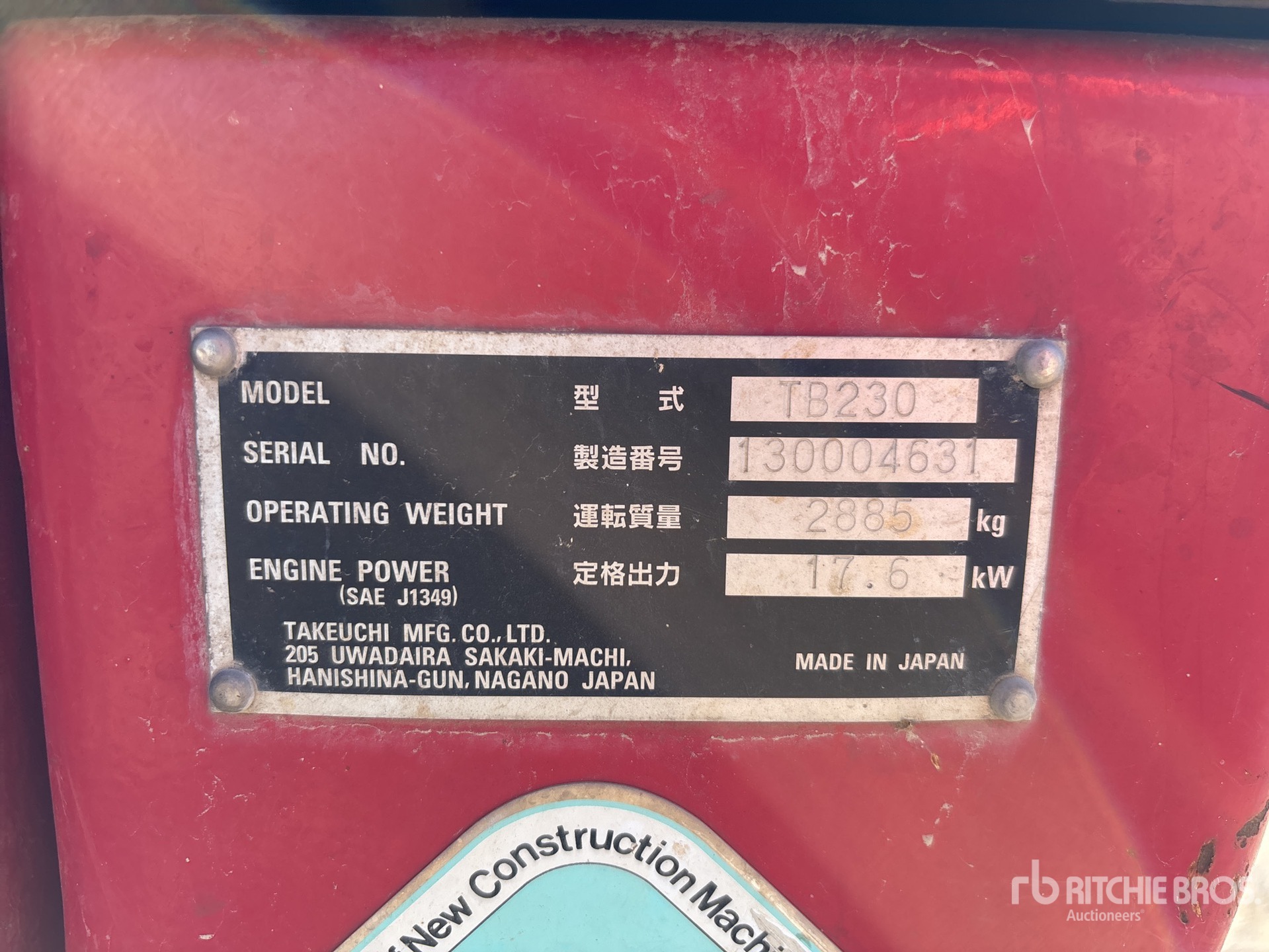 2018 Takeuchi TB230