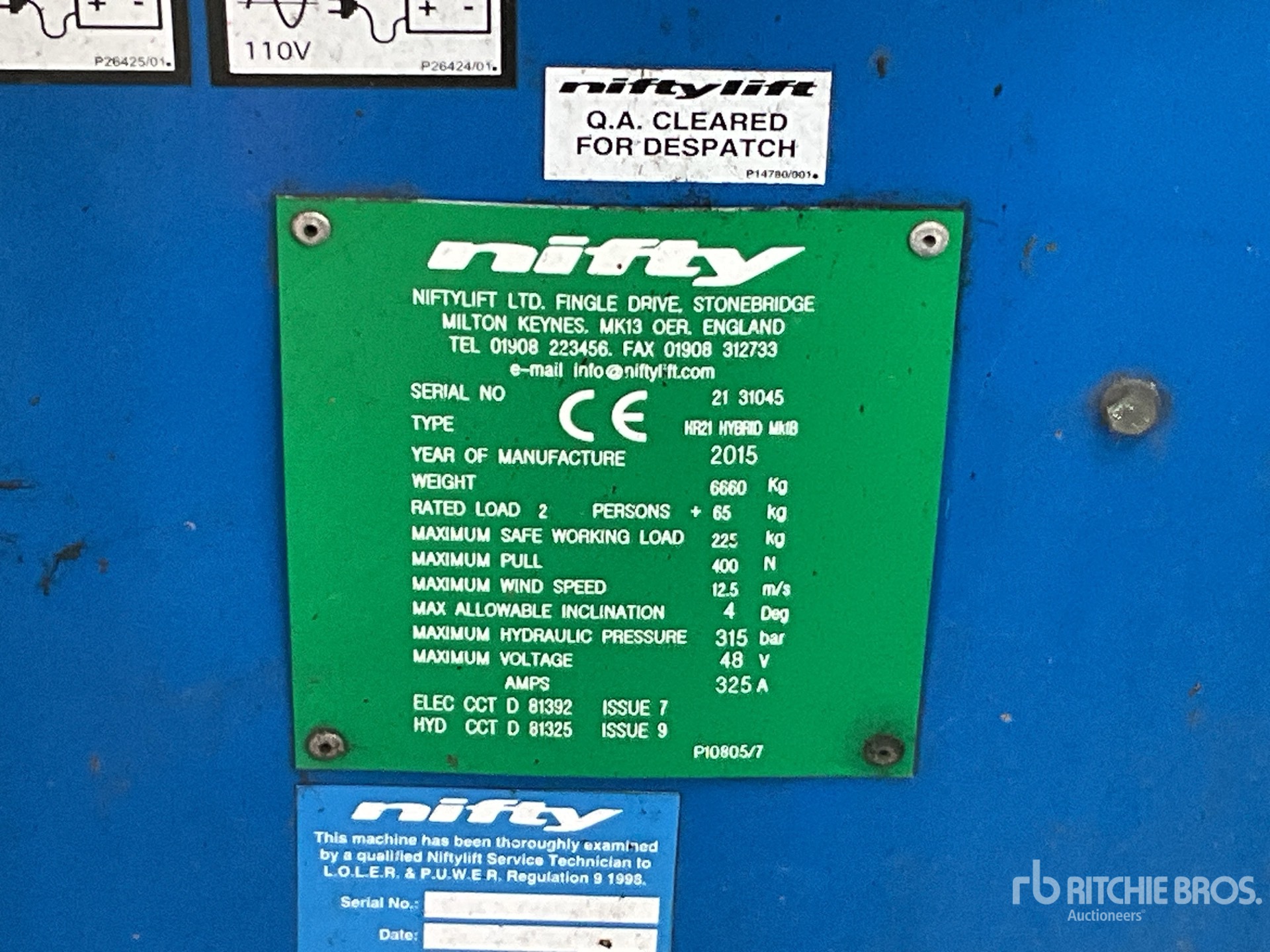 2015 Niftylift HR21