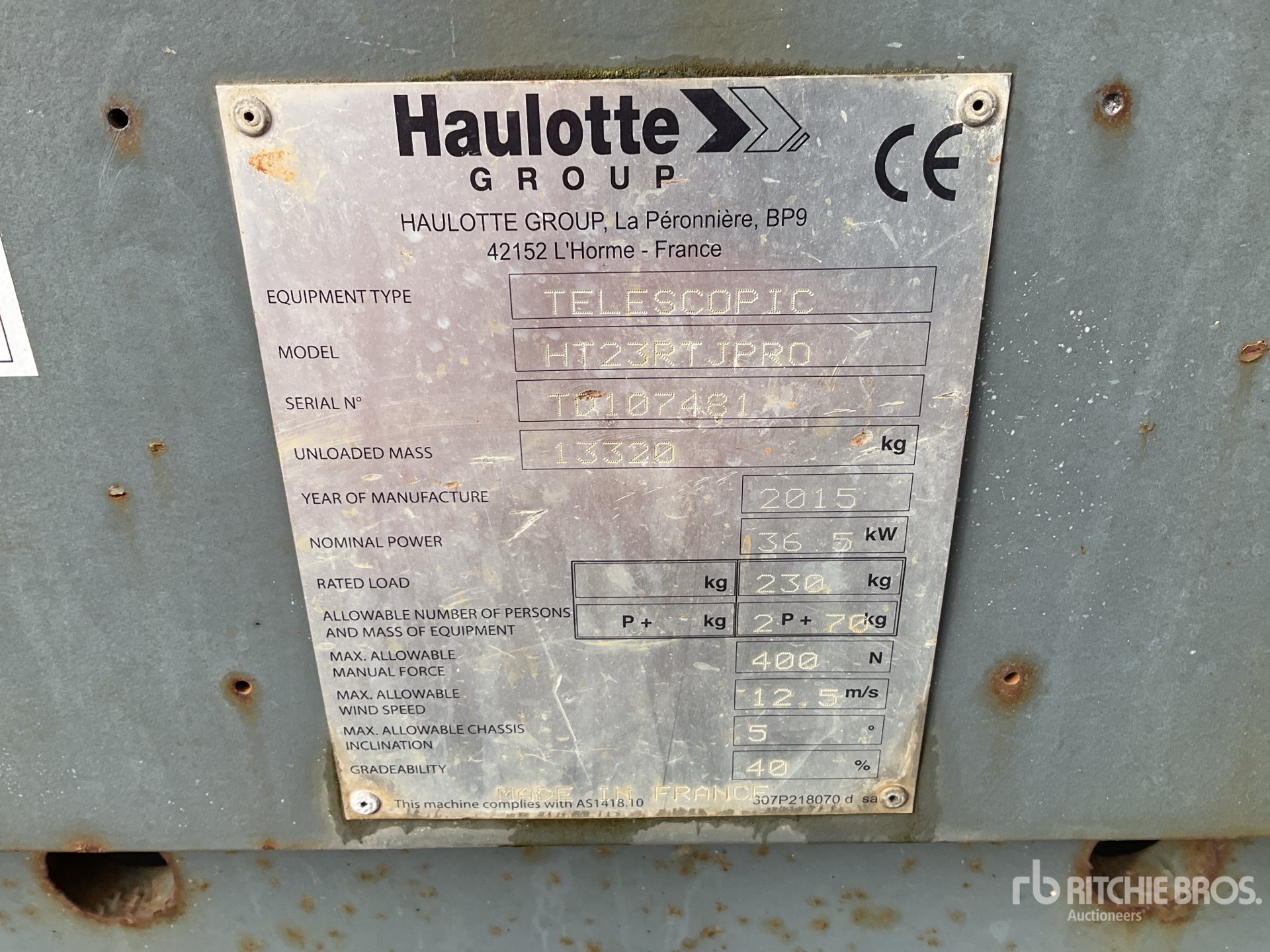 2015 Haulotte HT23RT J