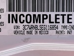 General Appearance with Serial Number / VIN