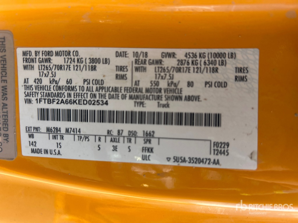 General Appearance with Serial Number / VIN