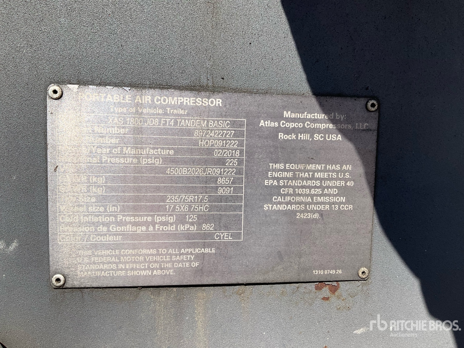 2018 Atlas Copco XAS1800JD8