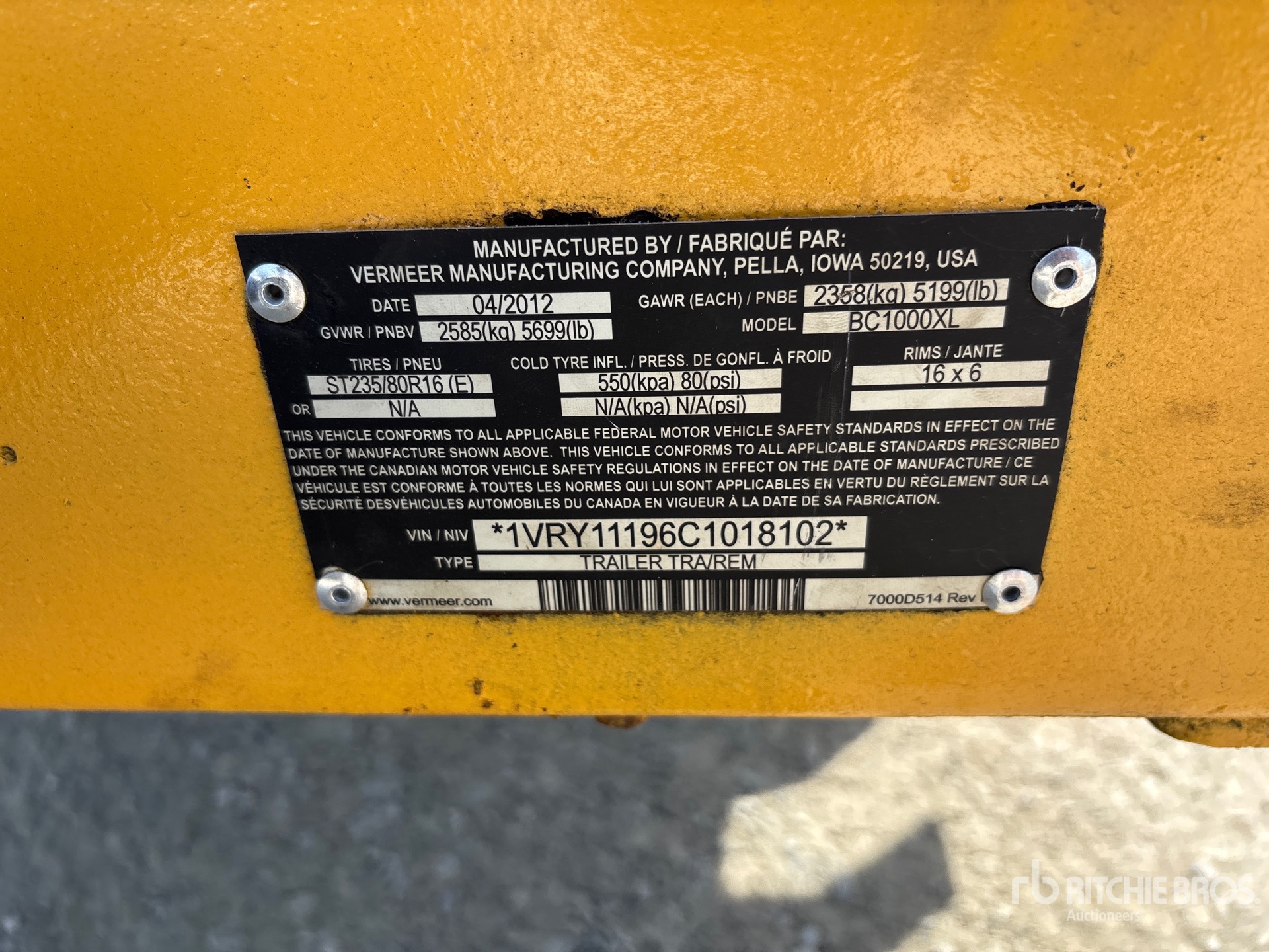 2012 Vermeer BC1000XL