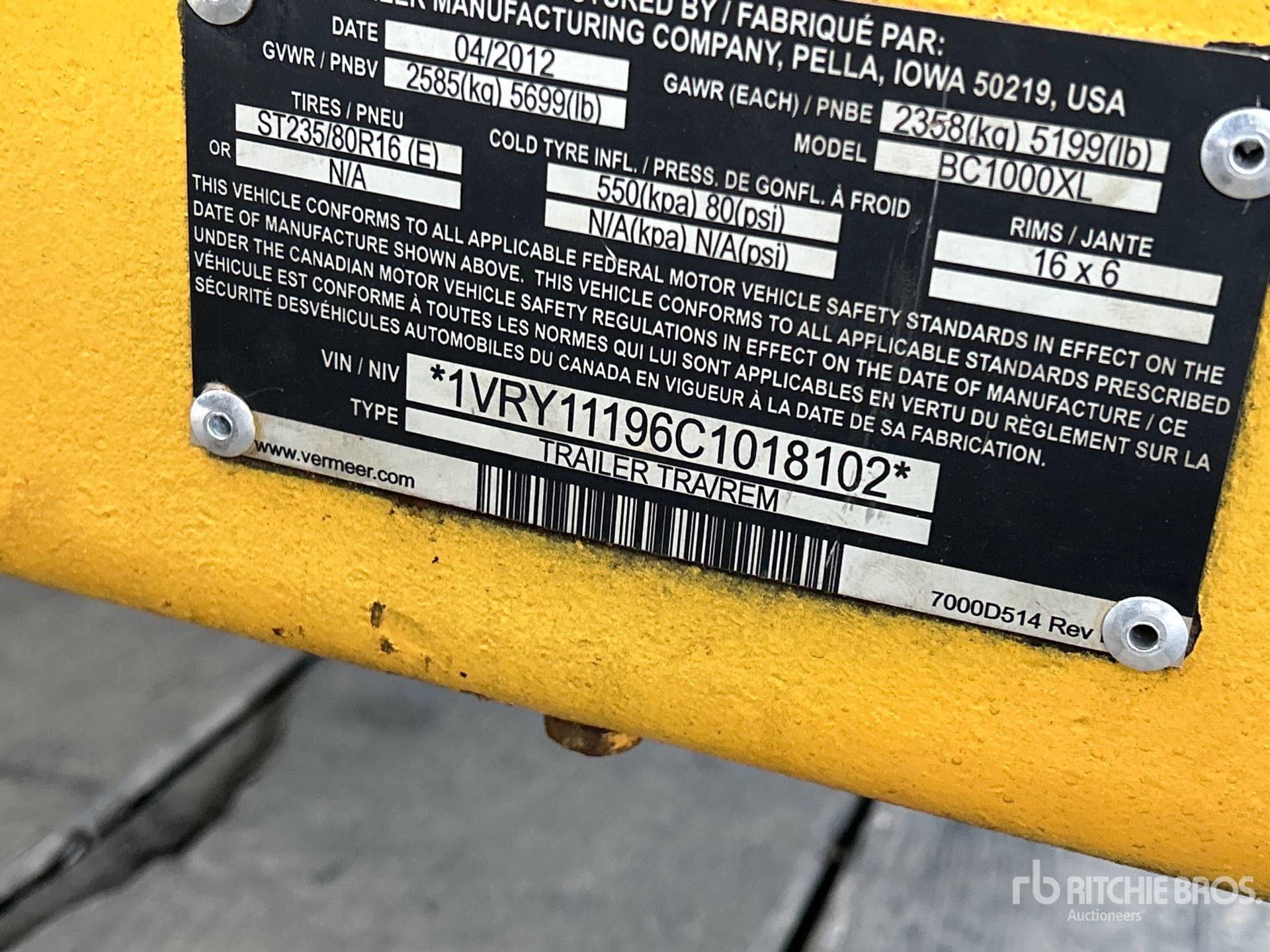 2012 Vermeer BC1000XL