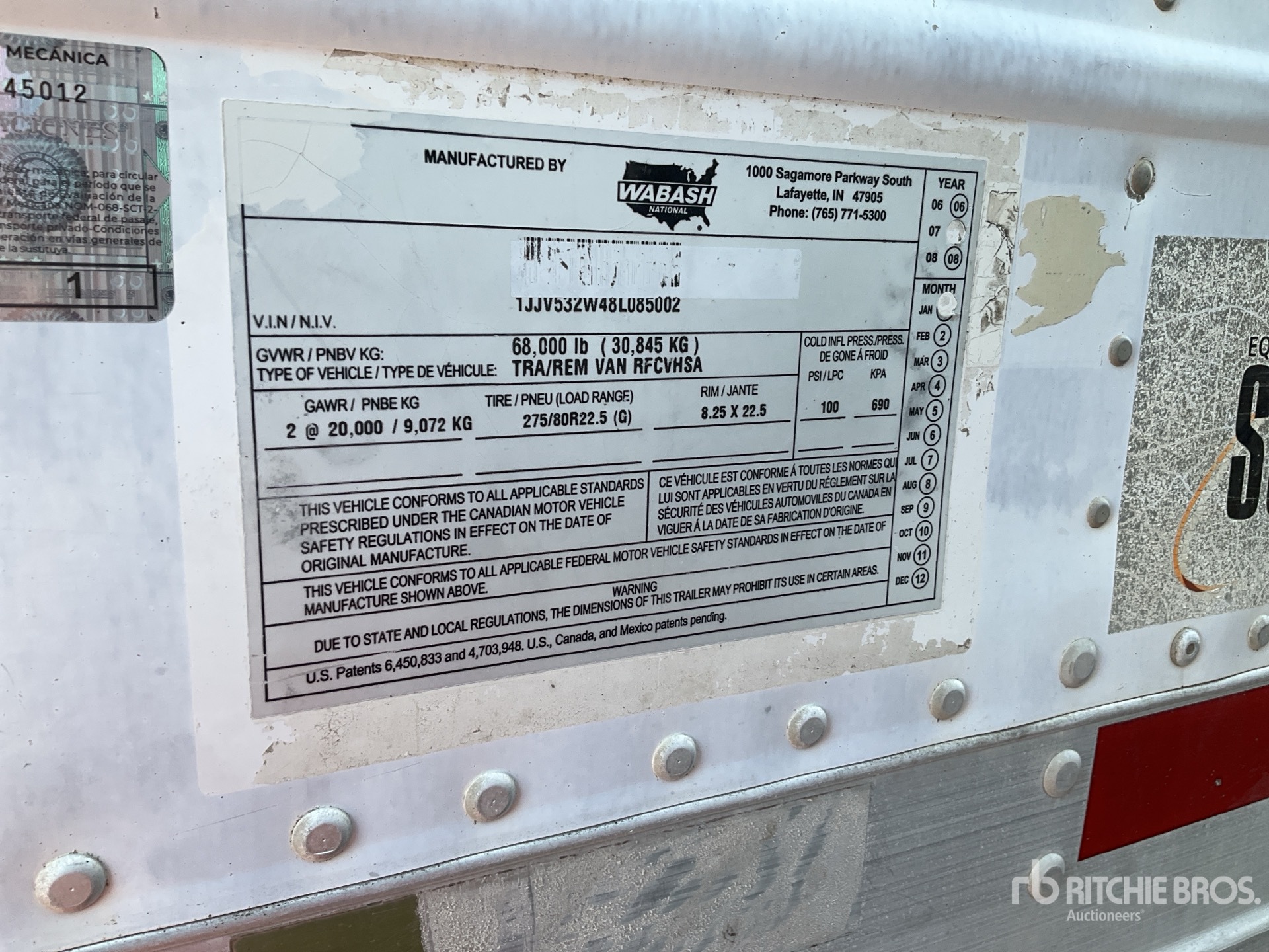 2008 Wabash 40 FT X 102 IN T/A CAJA REFRIGE ...