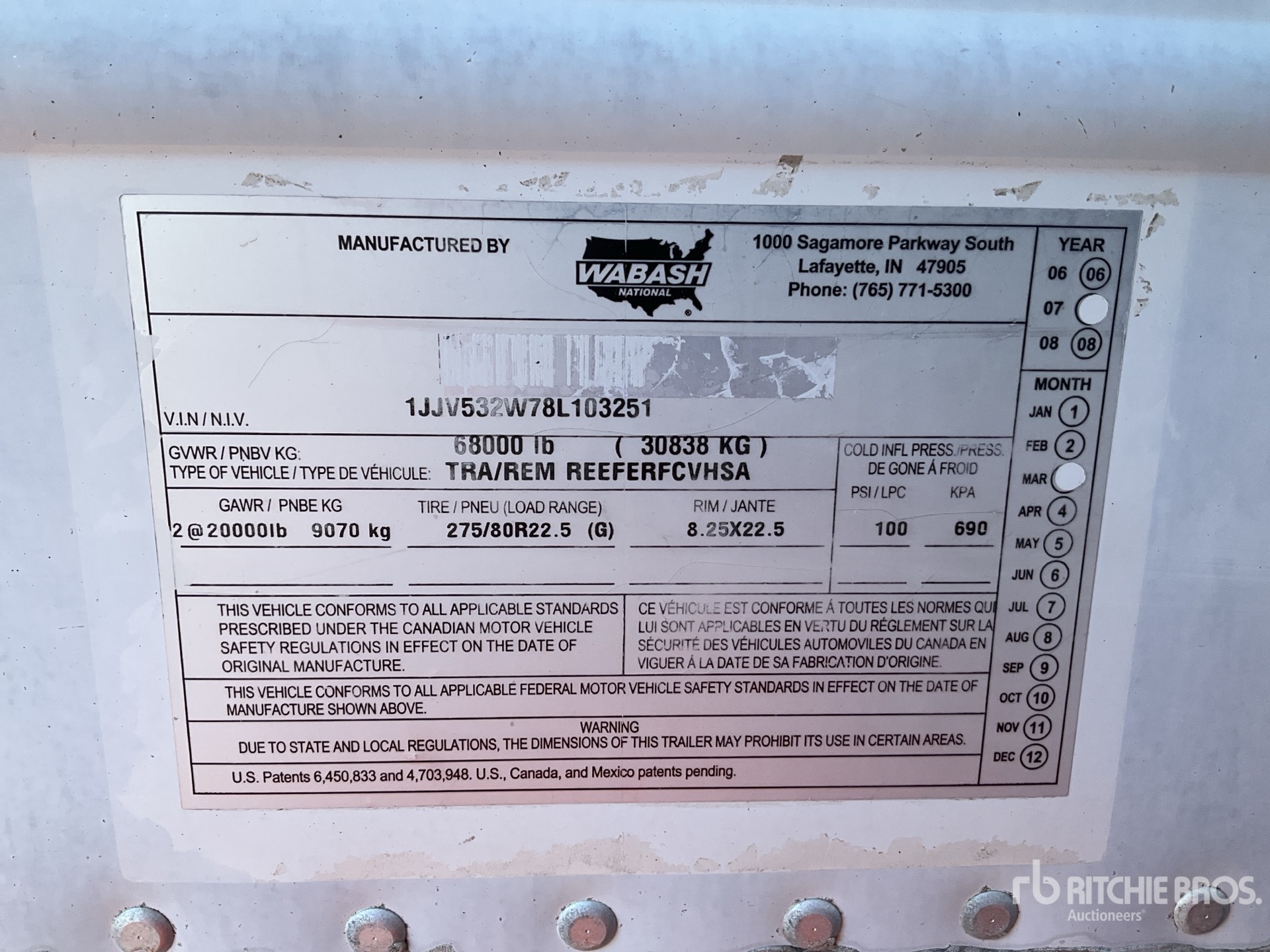 2008 Wabash 40 FT X 102 IN T/A CAJA REFRIGE ...