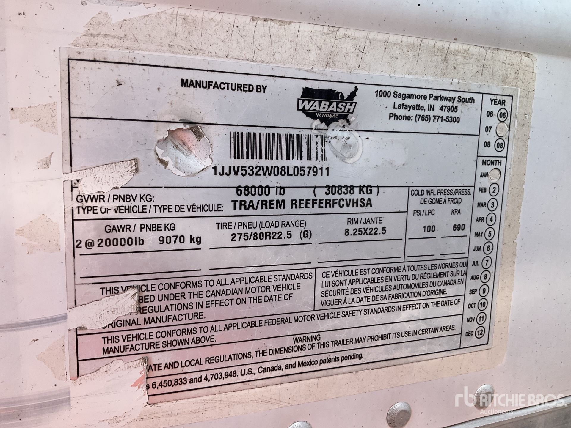 2008 Wabash 40 FT X 102 IN T/A CAJA REFRIGE ...
