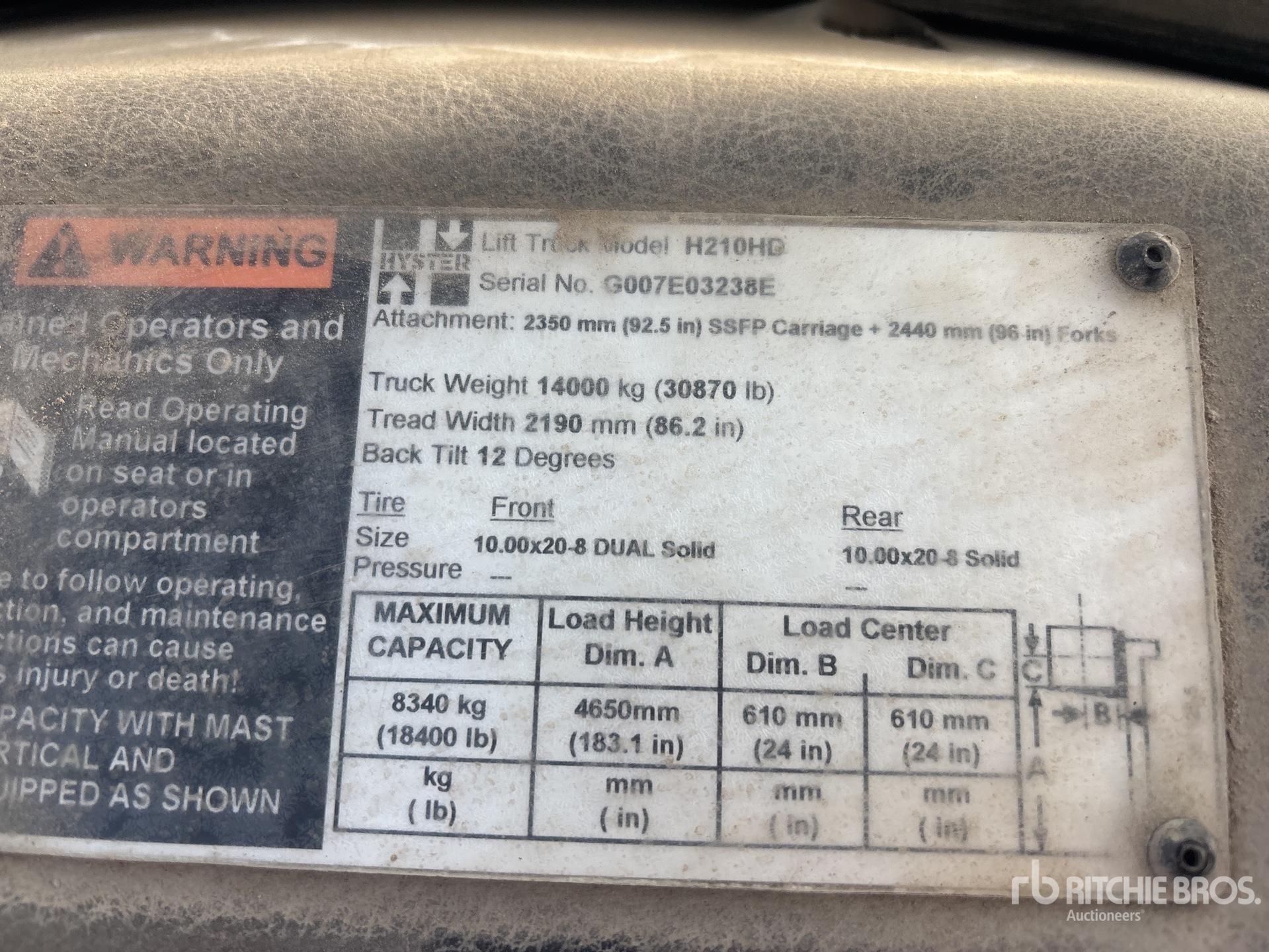 2007 Hyster H210D