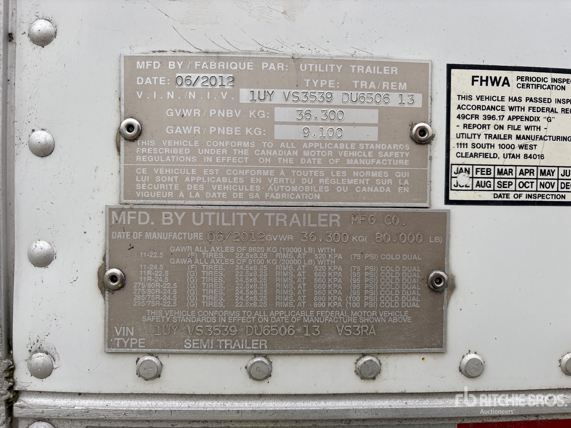 2013 Utility 53 FT X 102 IN TRI/A