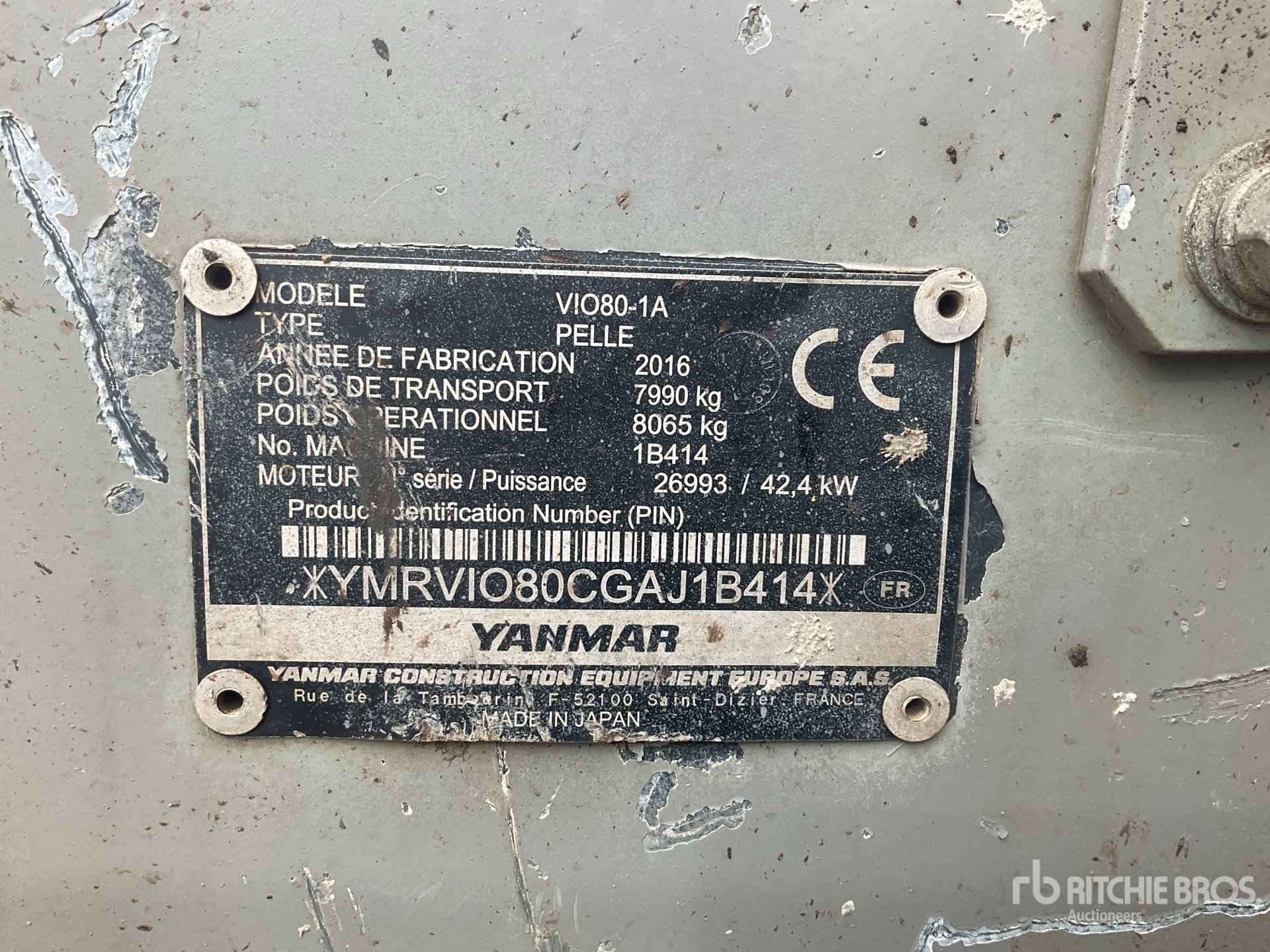 2016 Yanmar VIO80-1A