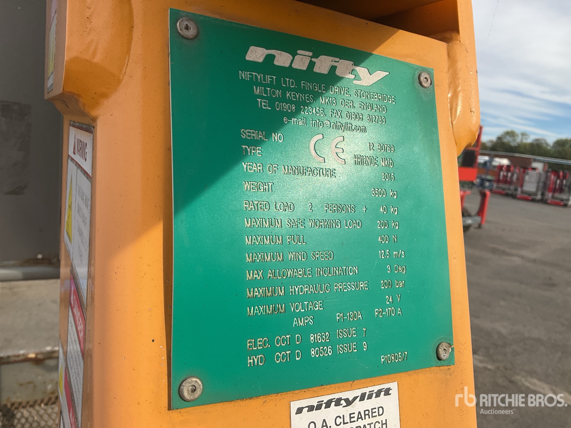 2015 Niftylift HR12NDE