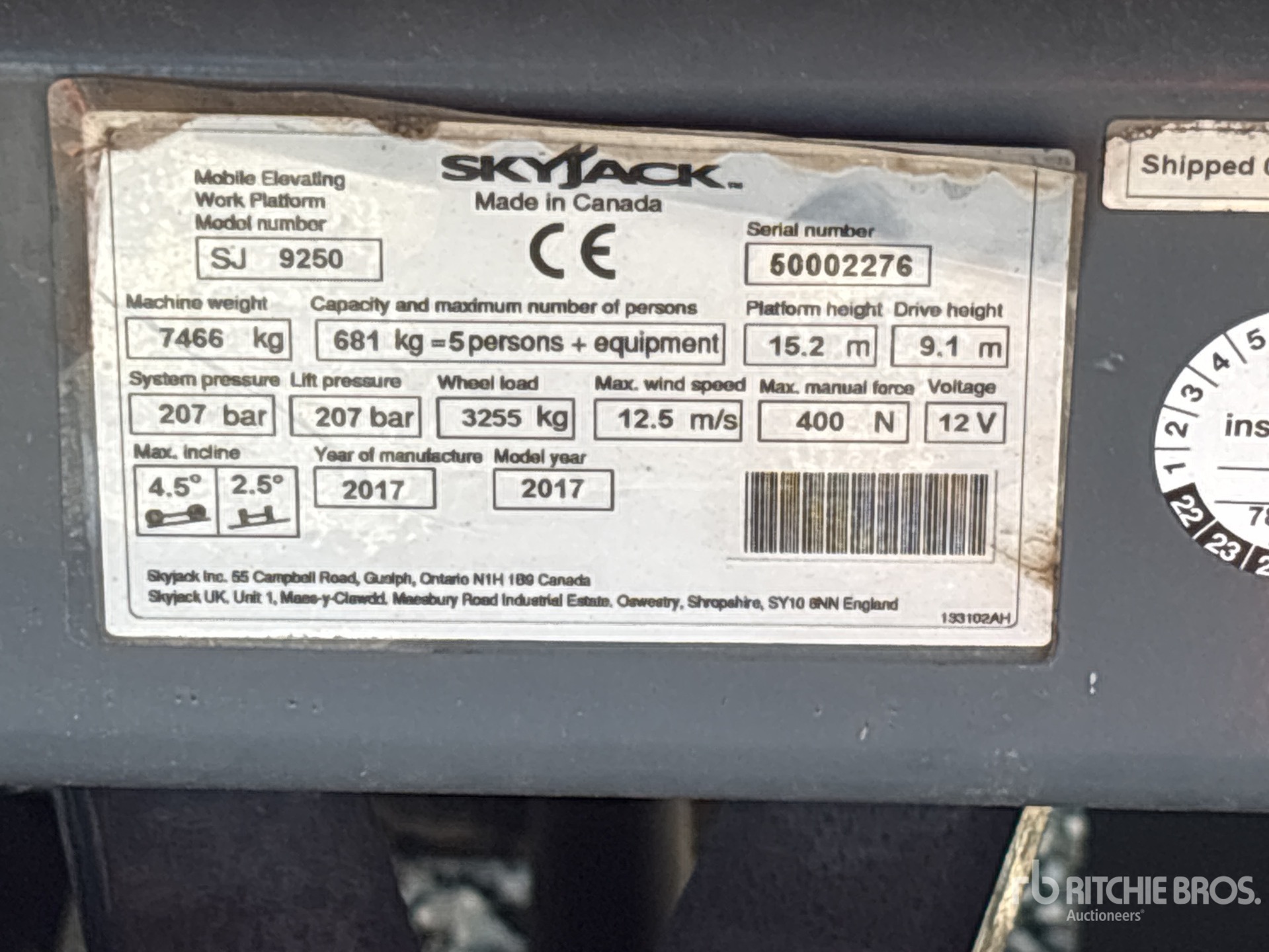 2017 Skyjack SJ9250