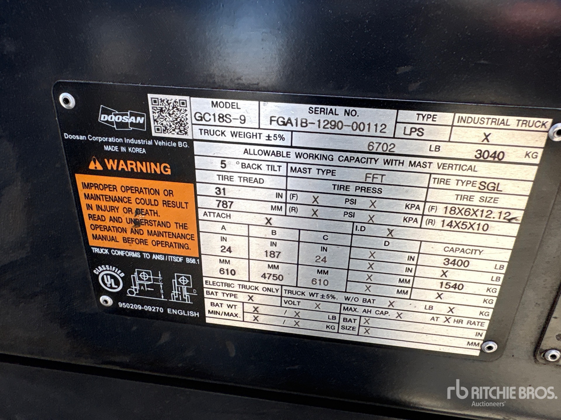 2020 Doosan GC18S-9