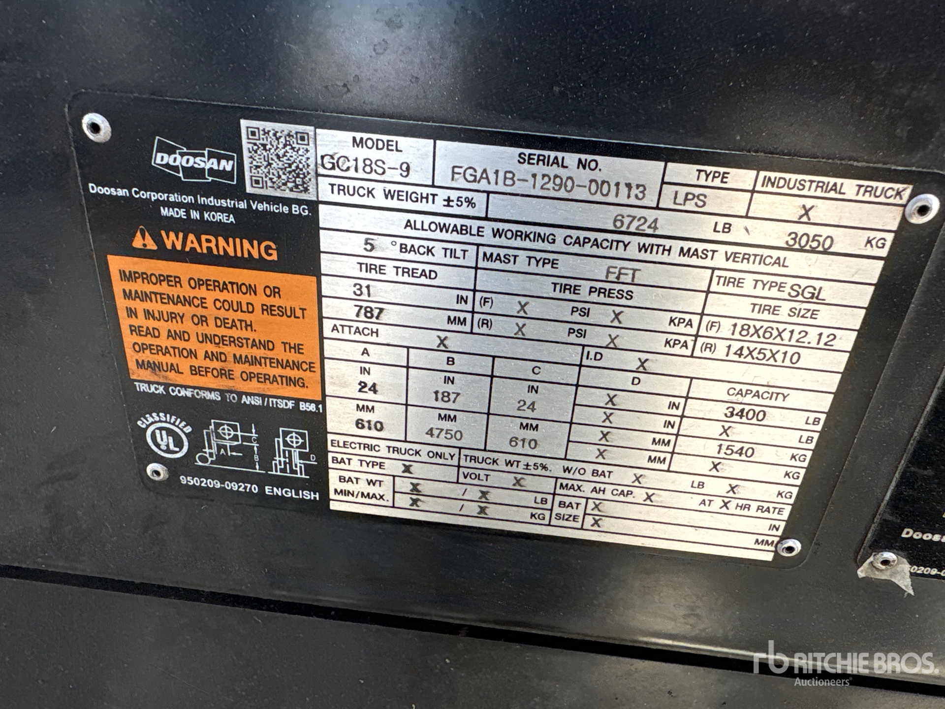 2020 Doosan GC18S-9