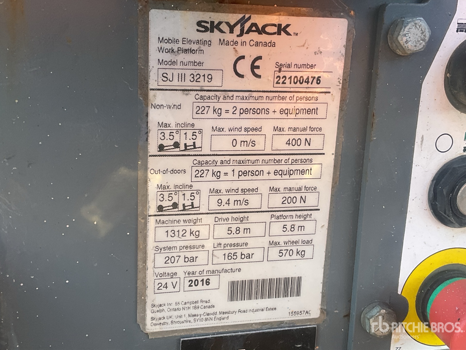 2016 Skyjack SJIII3219