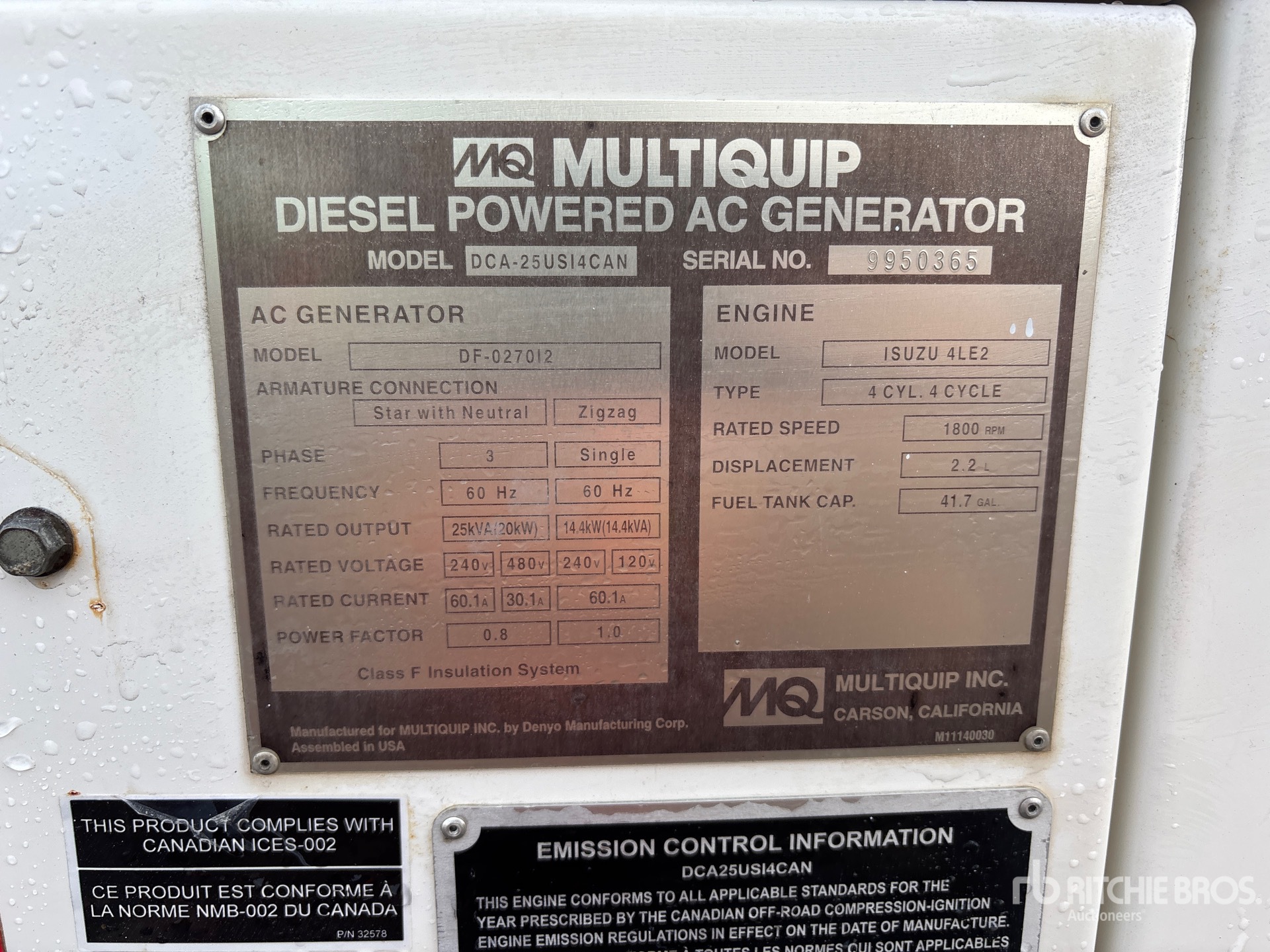 2017 Multiquip DCA25US14CAN