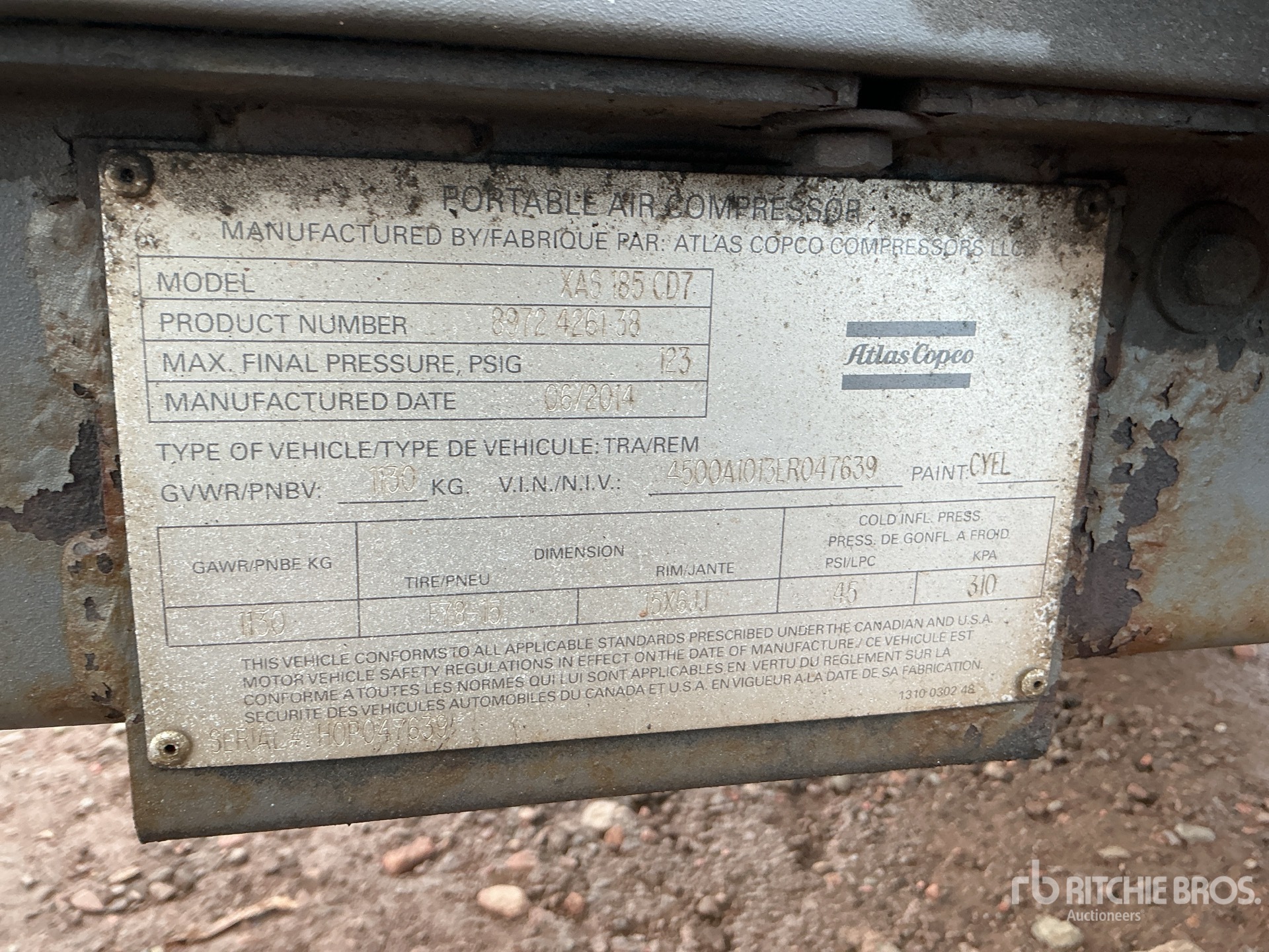 2014 Atlas Copco XAS185CD7