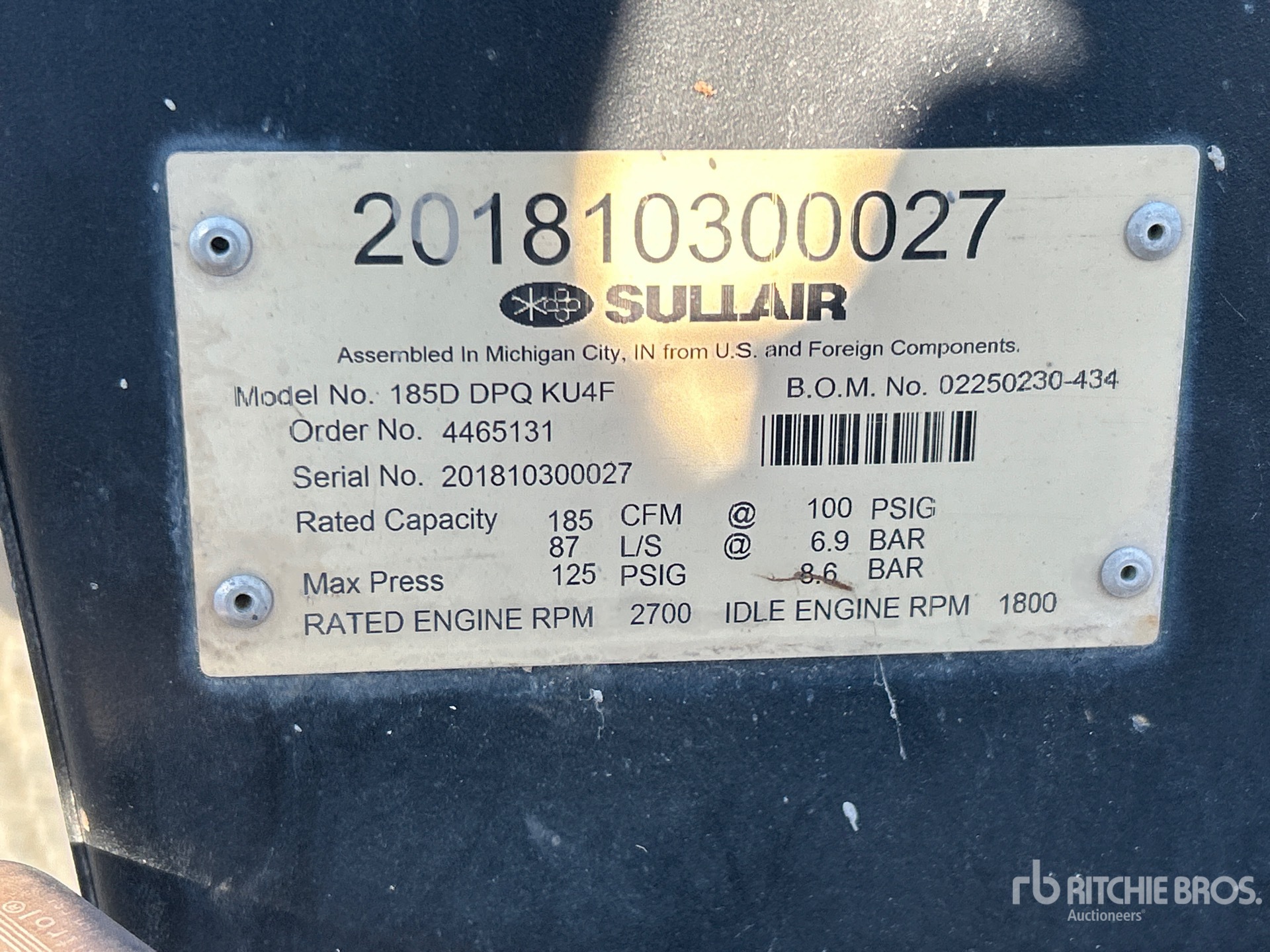 2018 Sullair 185DPQ