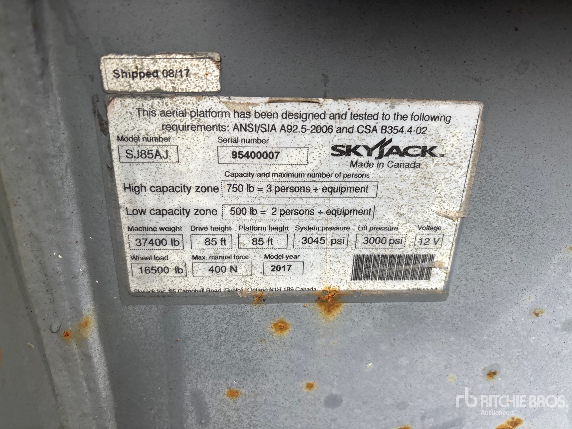2017 Skyjack SJ85AJ
