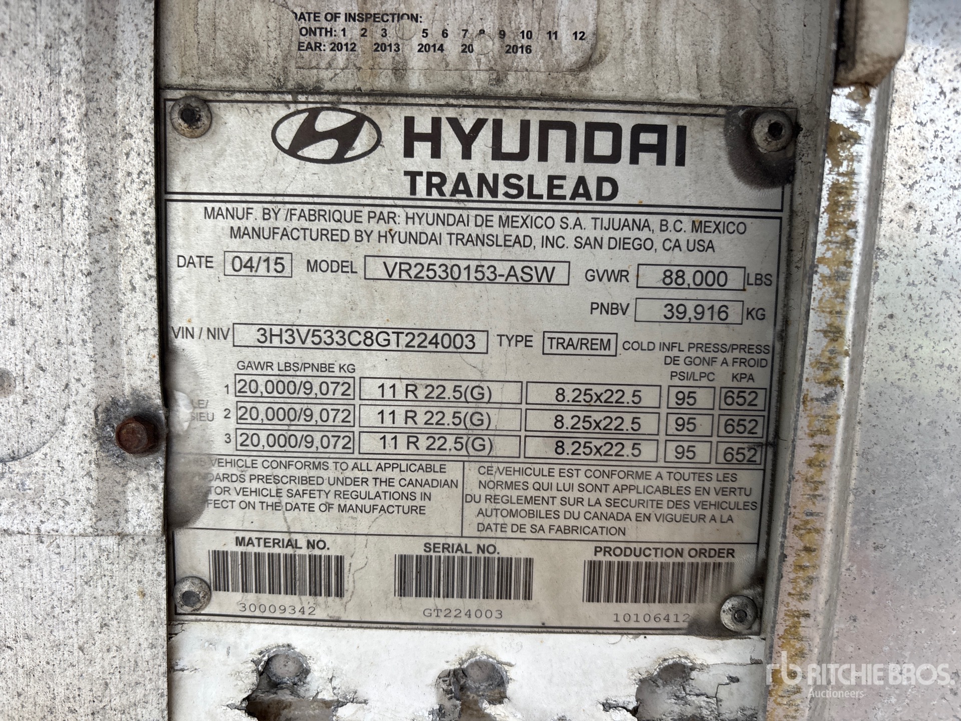 2016 Hyundai 53 FT X 102 IN T/A