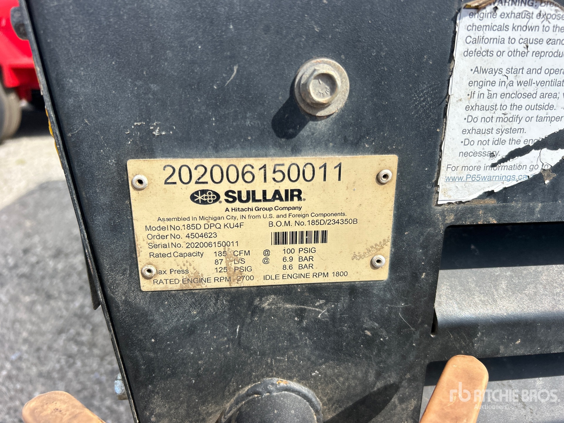 2020 Sullair 185DPQ-KU-T3
