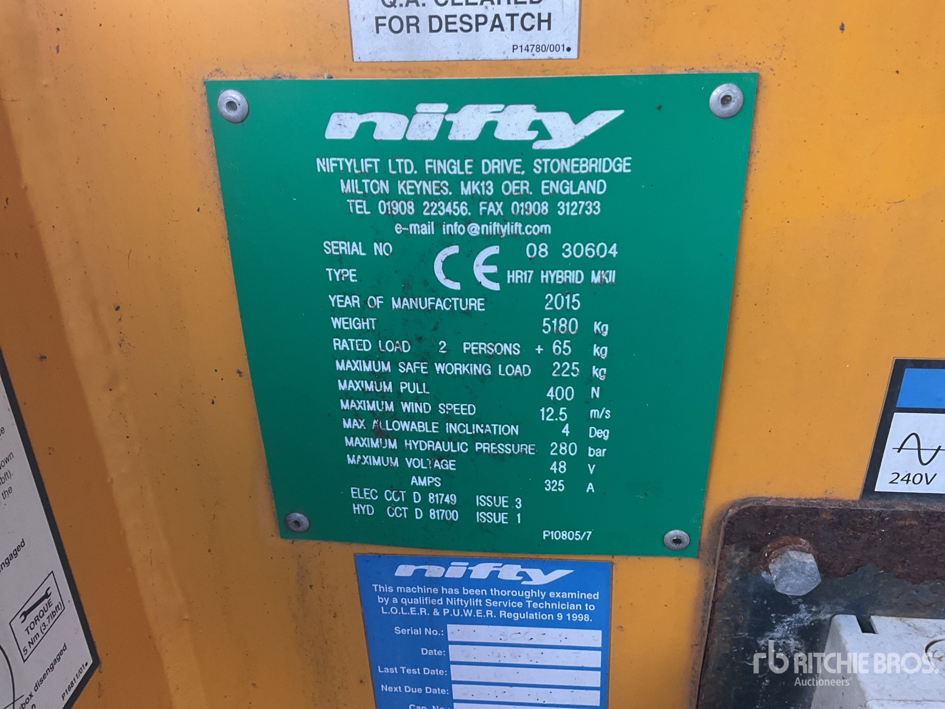 2015 Niftylift HR17