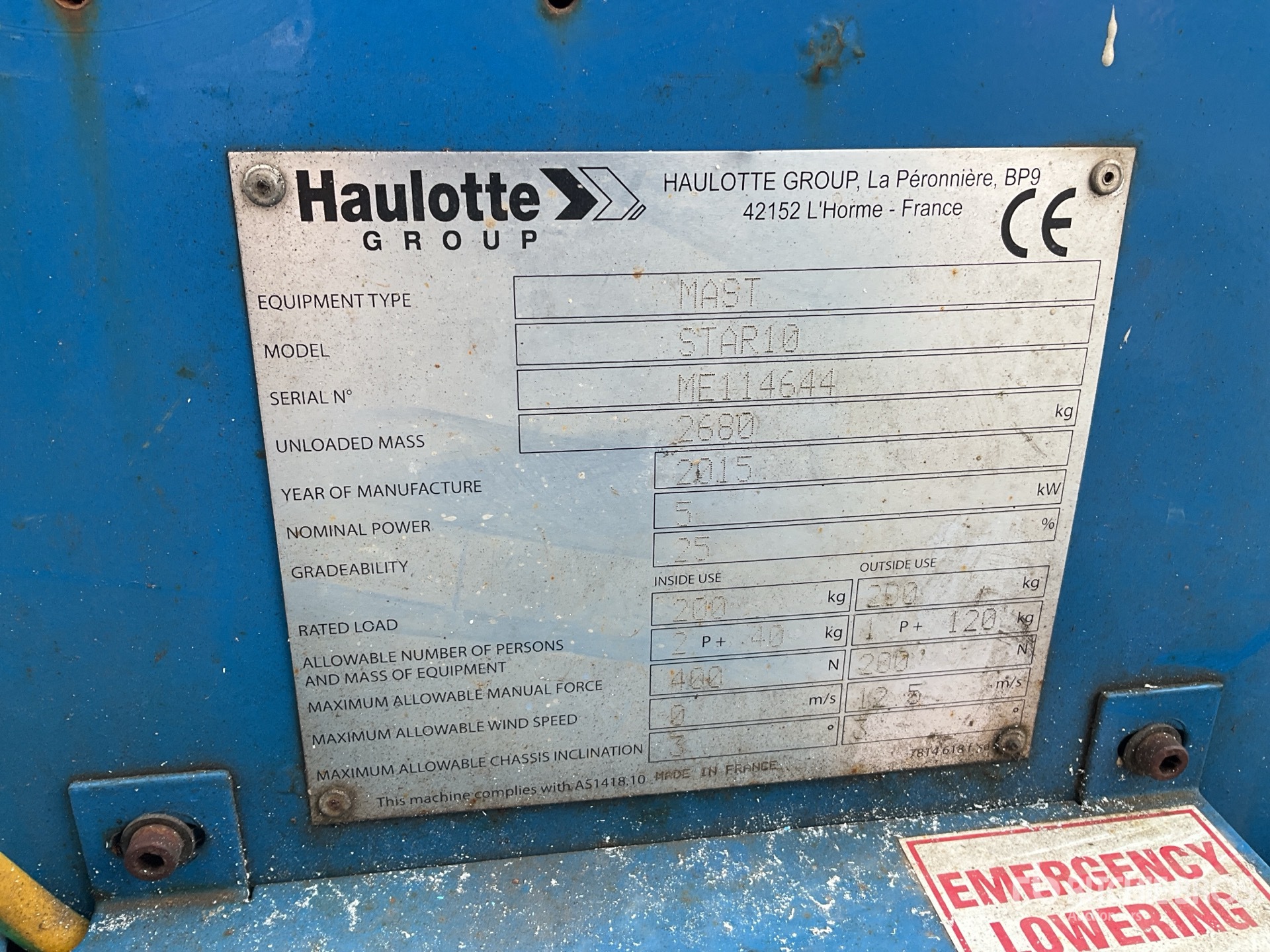 2015 Haulotte STAR10