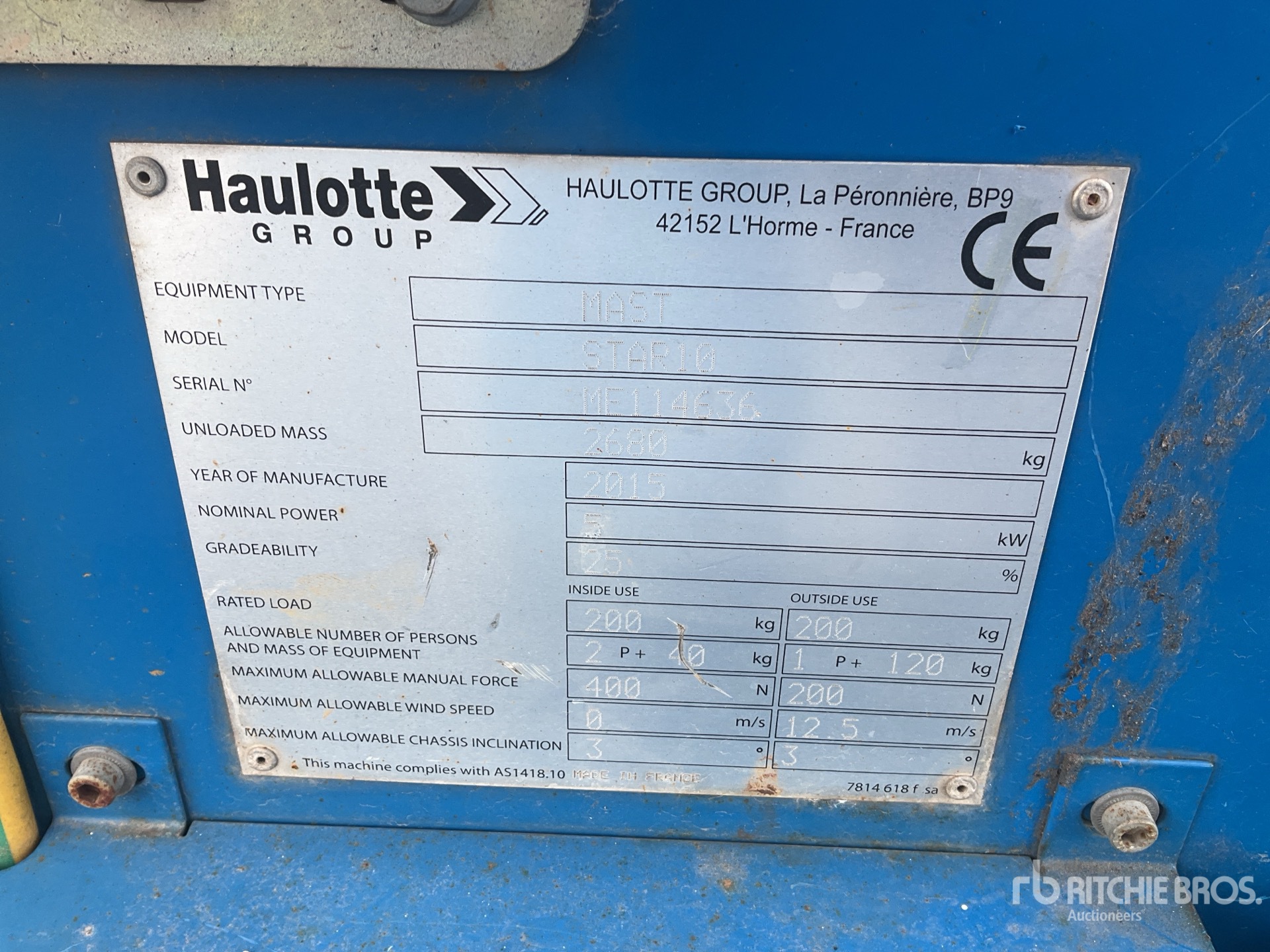 2015 Haulotte STAR10