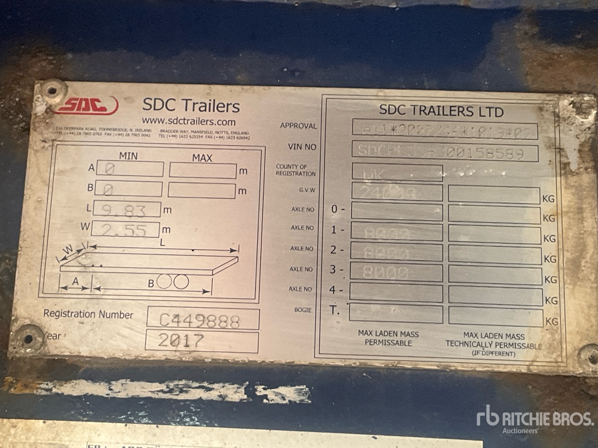 2017 SDC 24 TON 8 M TRI/A DRAWBAR