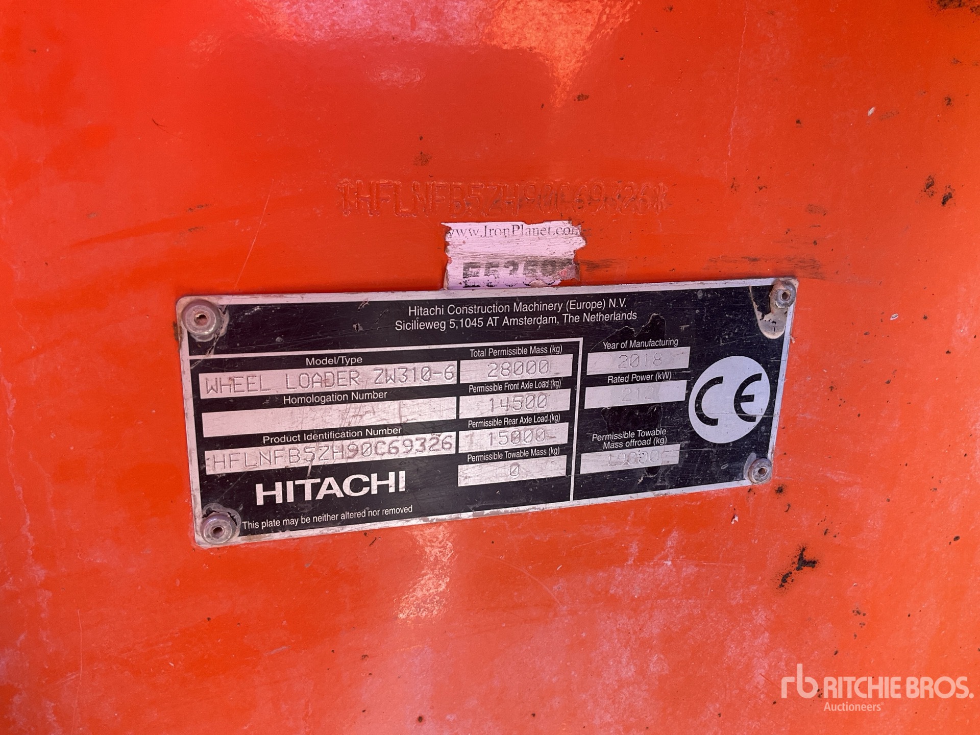2018 Hitachi ZW310-6
