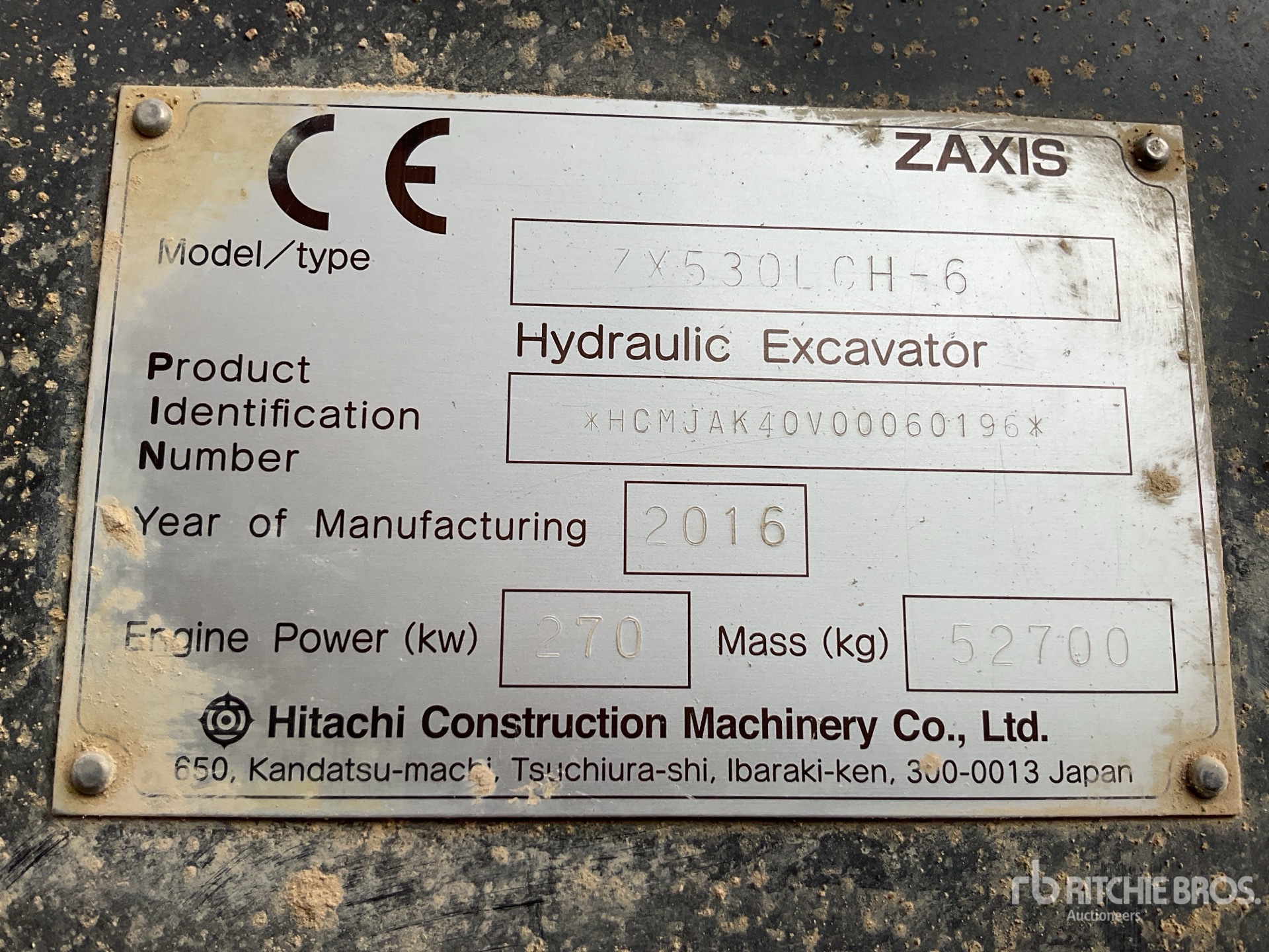 2016 Hitachi ZX530LCH-6