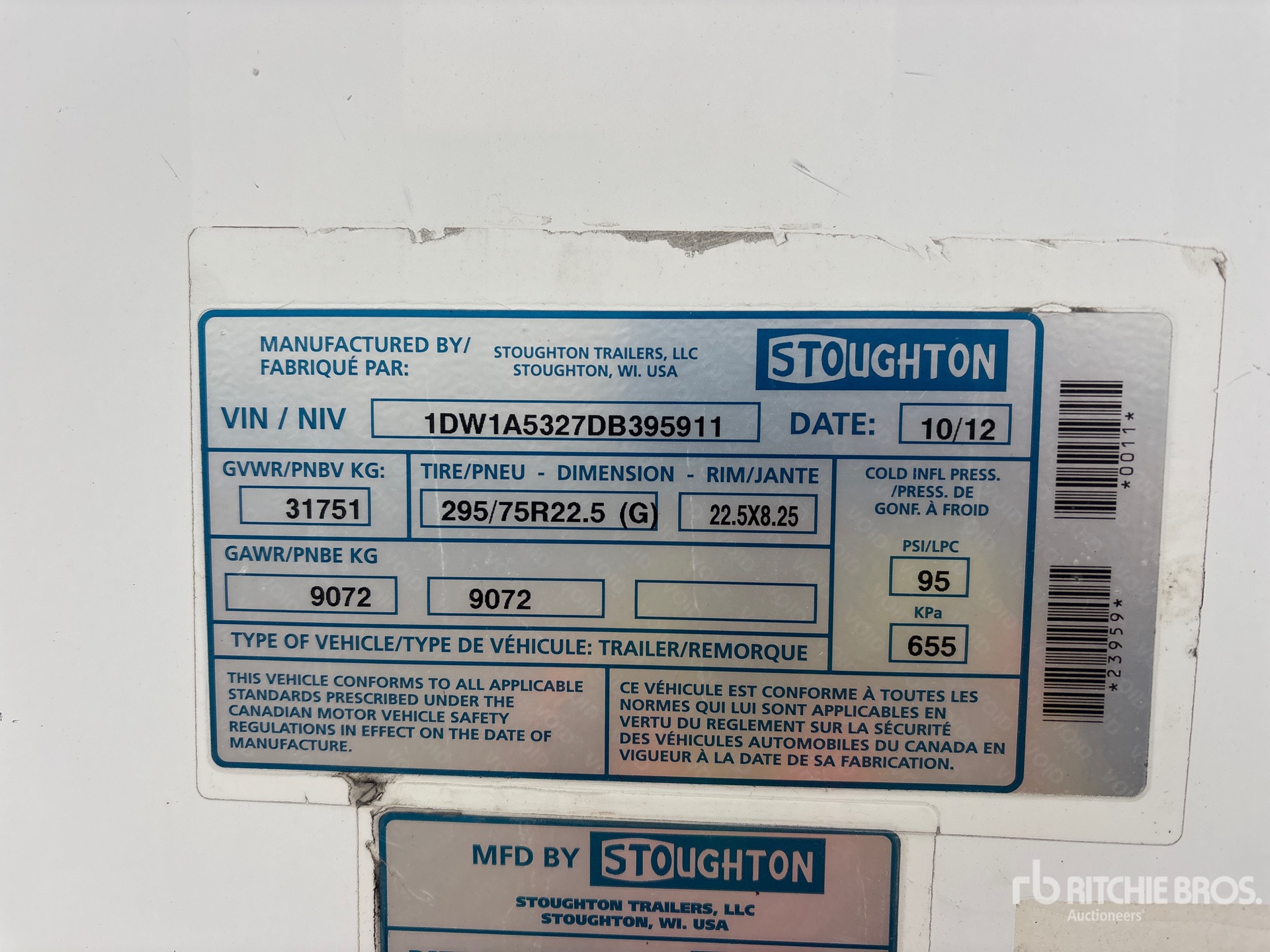 2013 Stoughton 53 FT X 102 IN T/A
