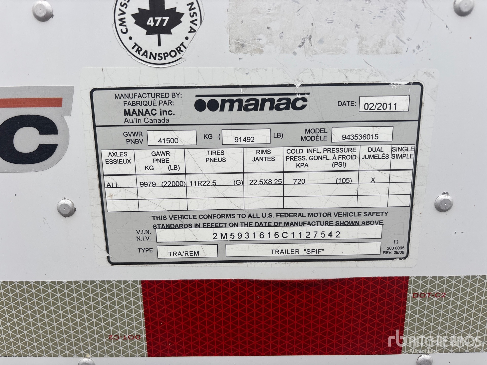 2012 Manac 53 FT X 102 IN TRI/A