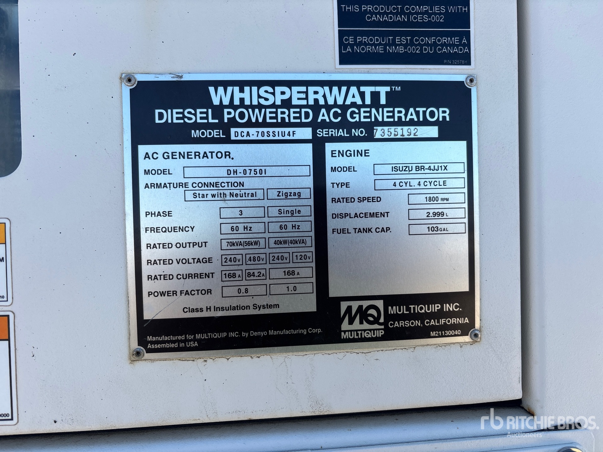 2019 Multiquip DCA-70SSIU4F
